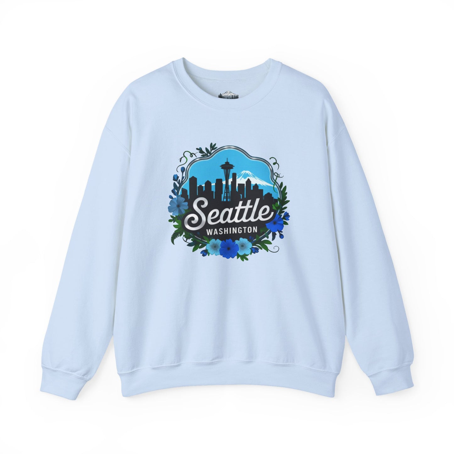 Floral Blue Seattle City Skyline Sweatshirt