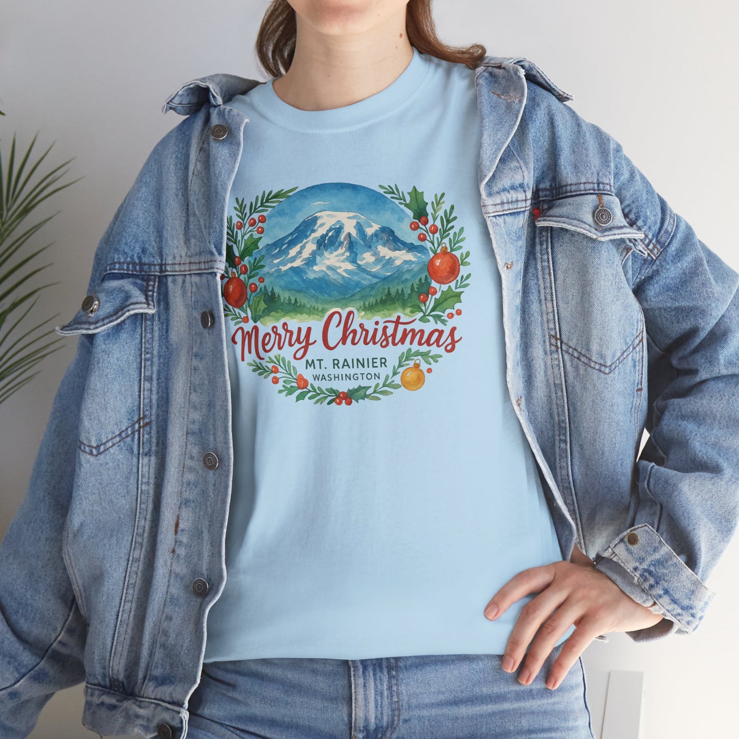 Mt. Rainier - Washington Merry Christmas T-Shirt