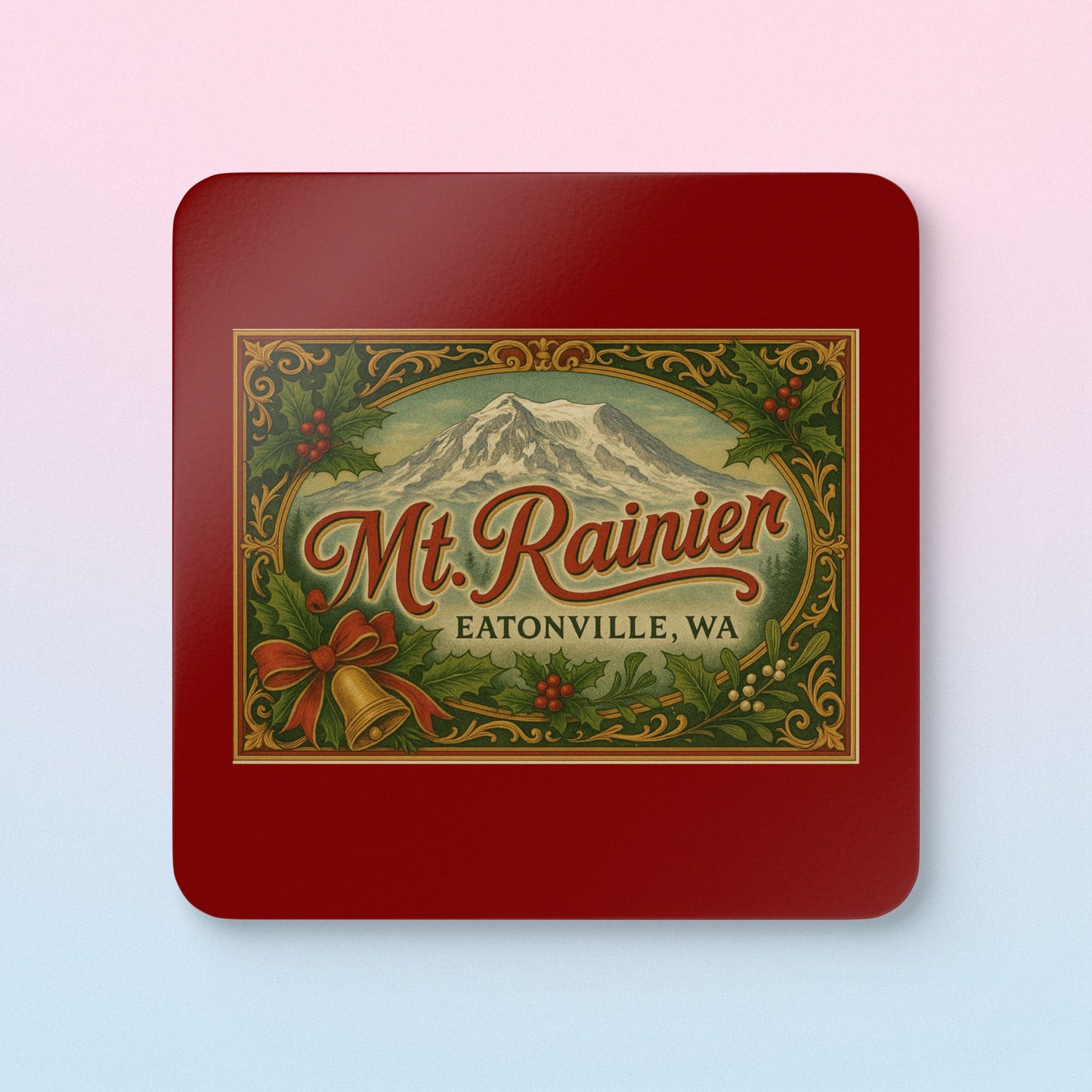 Mt. Rainier - Eatonville, WA Victorian Christmas Coaster Set