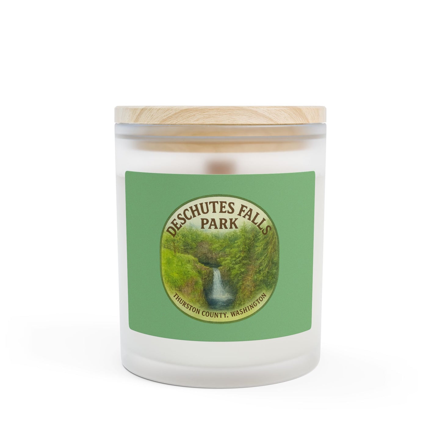 Deschutes Falls Park - Thurston County, Washington Frosted Glass Candle