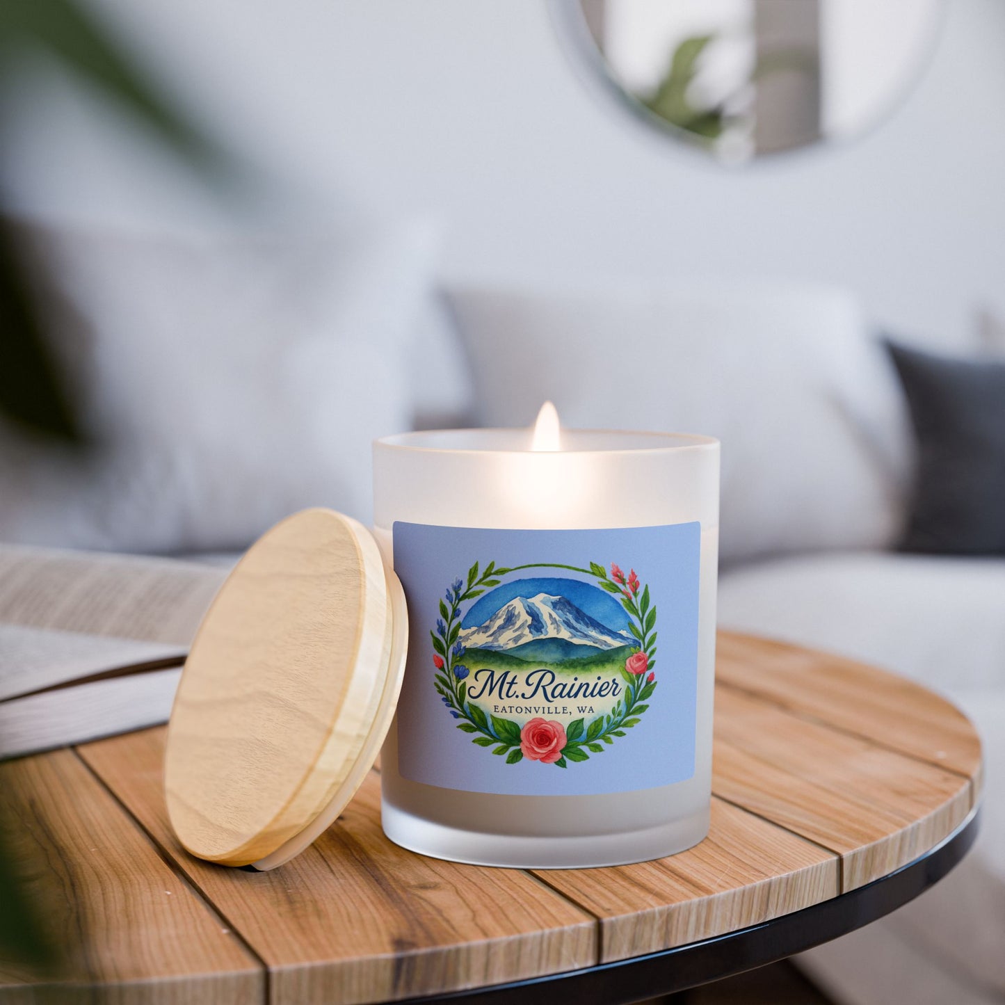 Mt. Rainier - Eatonville, WA Scenic Frosted Glass Candle