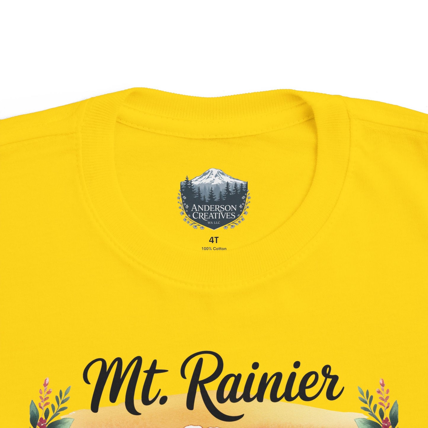 Mt. Rainier - Washington Floral Sunset Toddler Tee