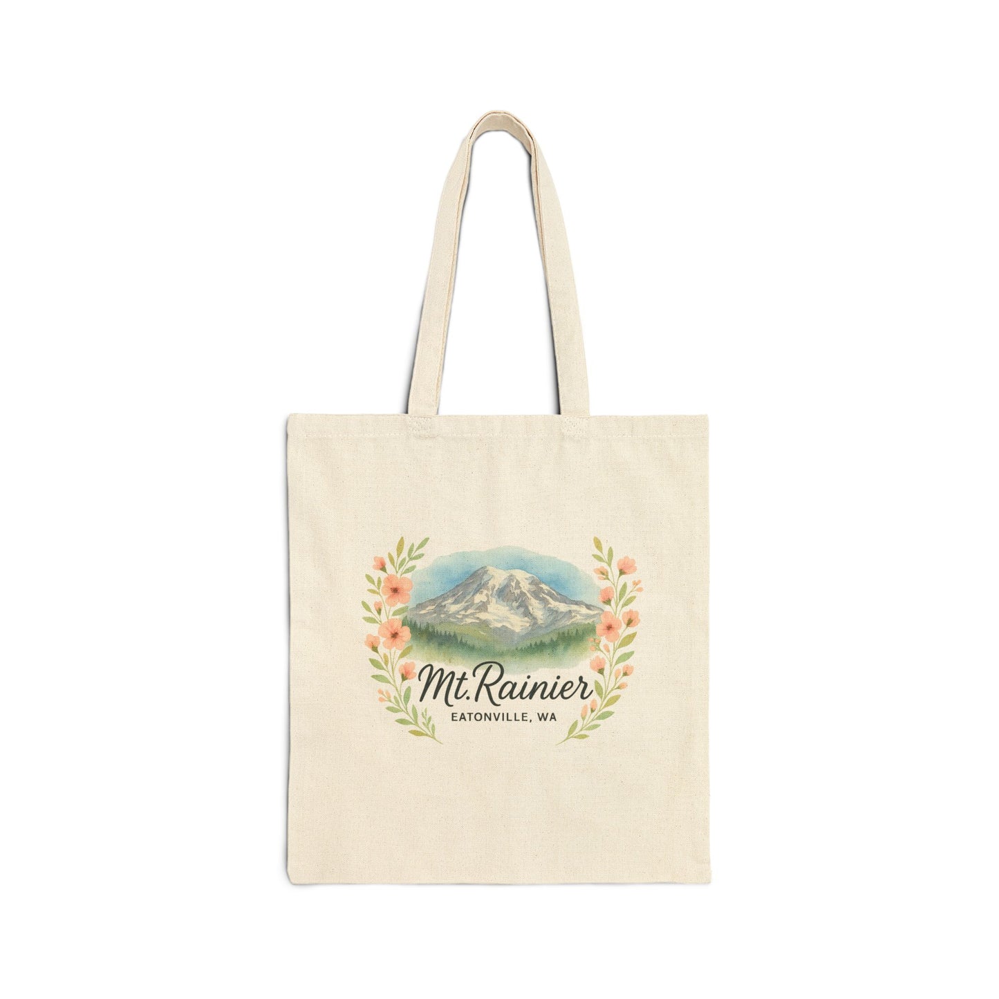 Mt. Rainier - Eatonville, WA Floral Canvas Tote Bag