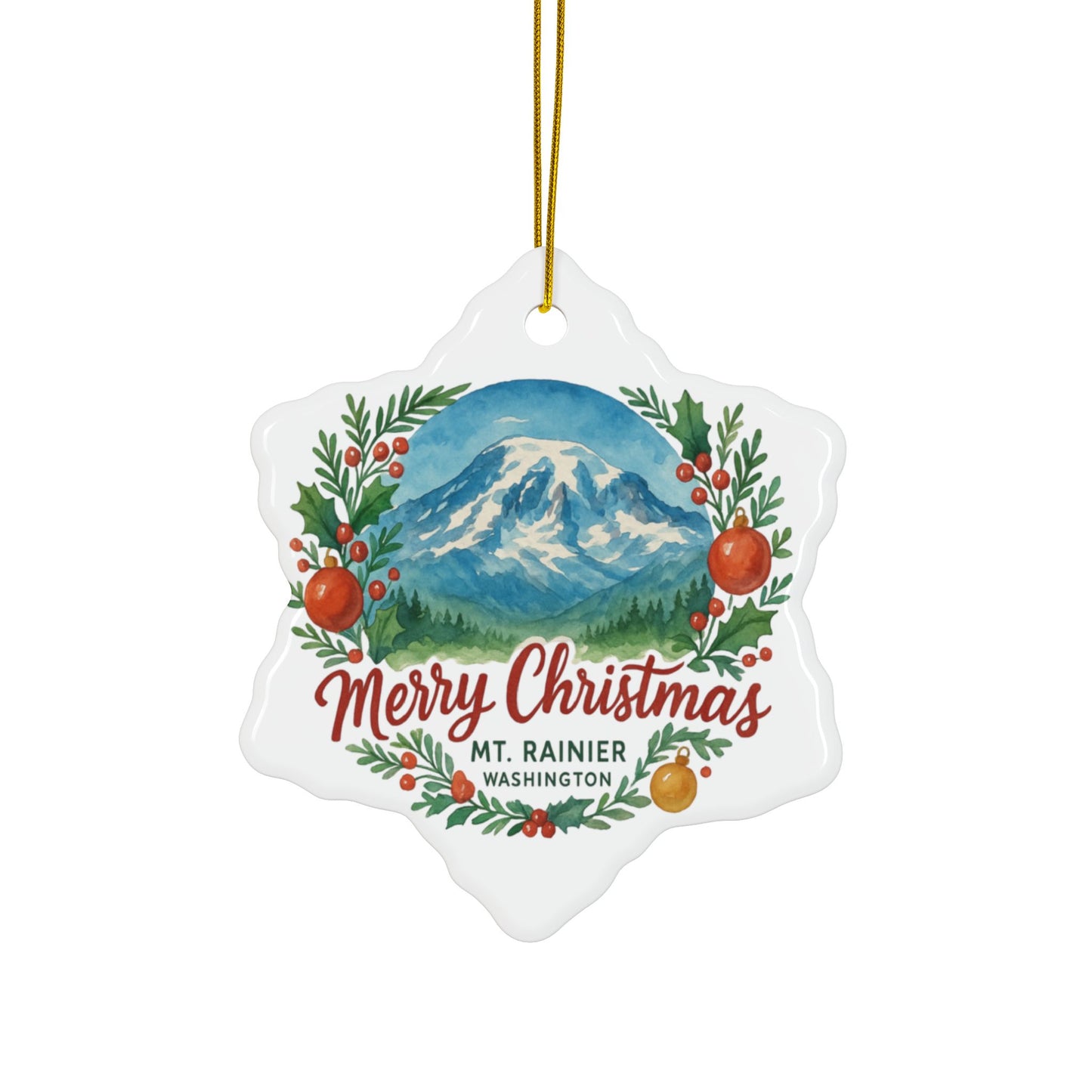 Mt. Rainier - Washington Merry Christmas Ornament