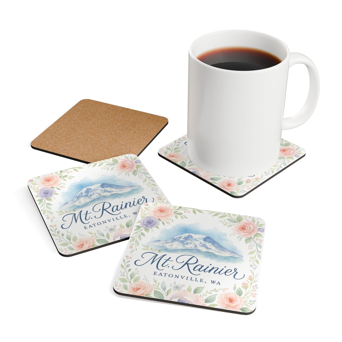 Mt. Rainier - Eatonville, WA Rose Garden Coaster Set