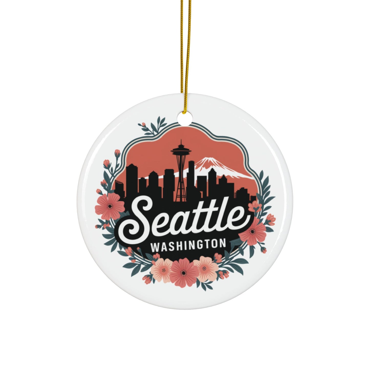 Floral Seattle City Skyline Ornament