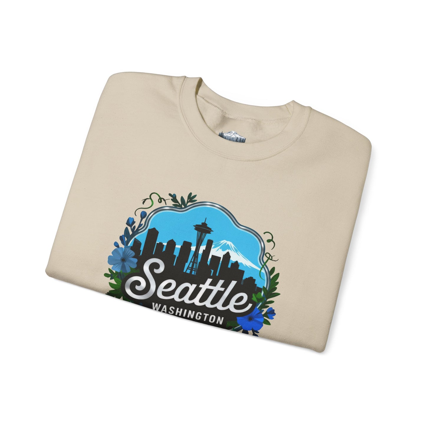 Floral Blue Seattle City Skyline Sweatshirt