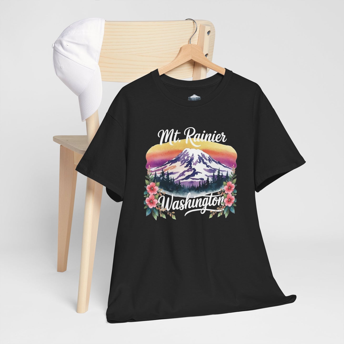 Mt. Rainier - Washington Floral Sunset T-Shirt