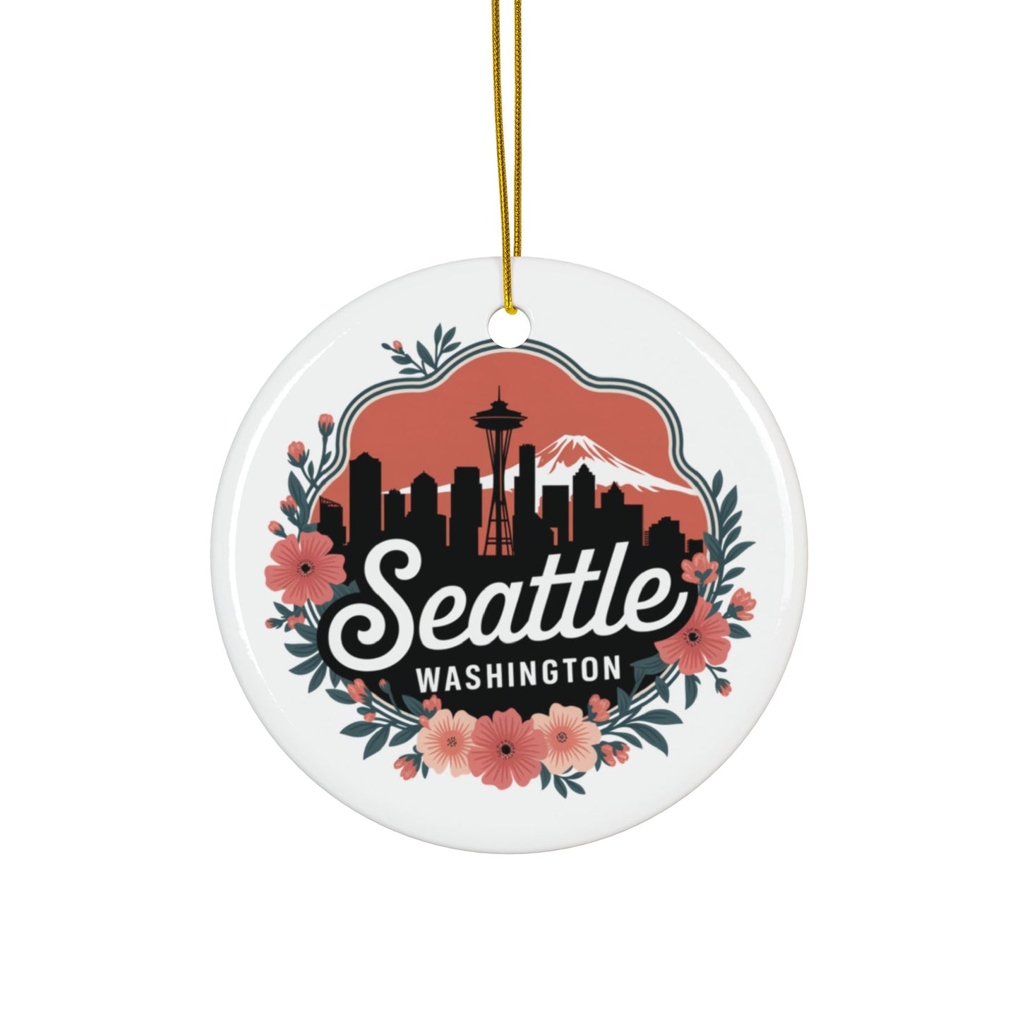 Floral Seattle City Skyline Ornament