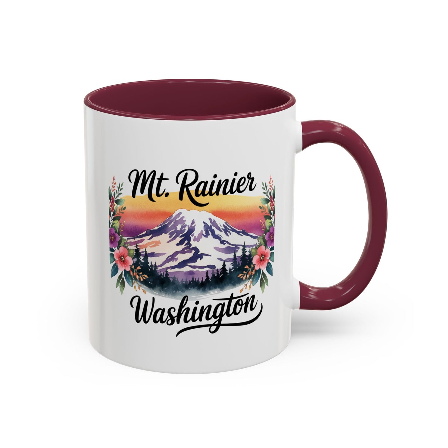 Mt. Rainier - Washington Floral Sunset Mug