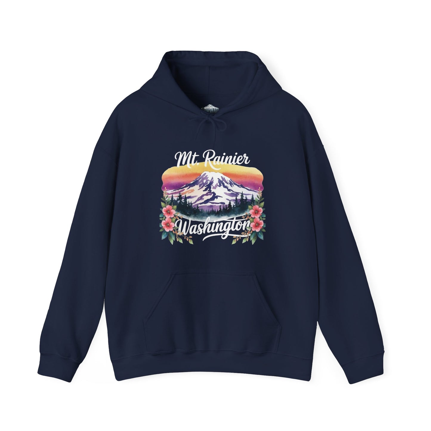 Mt. Rainier - Washington Floral Sunset Hoodie