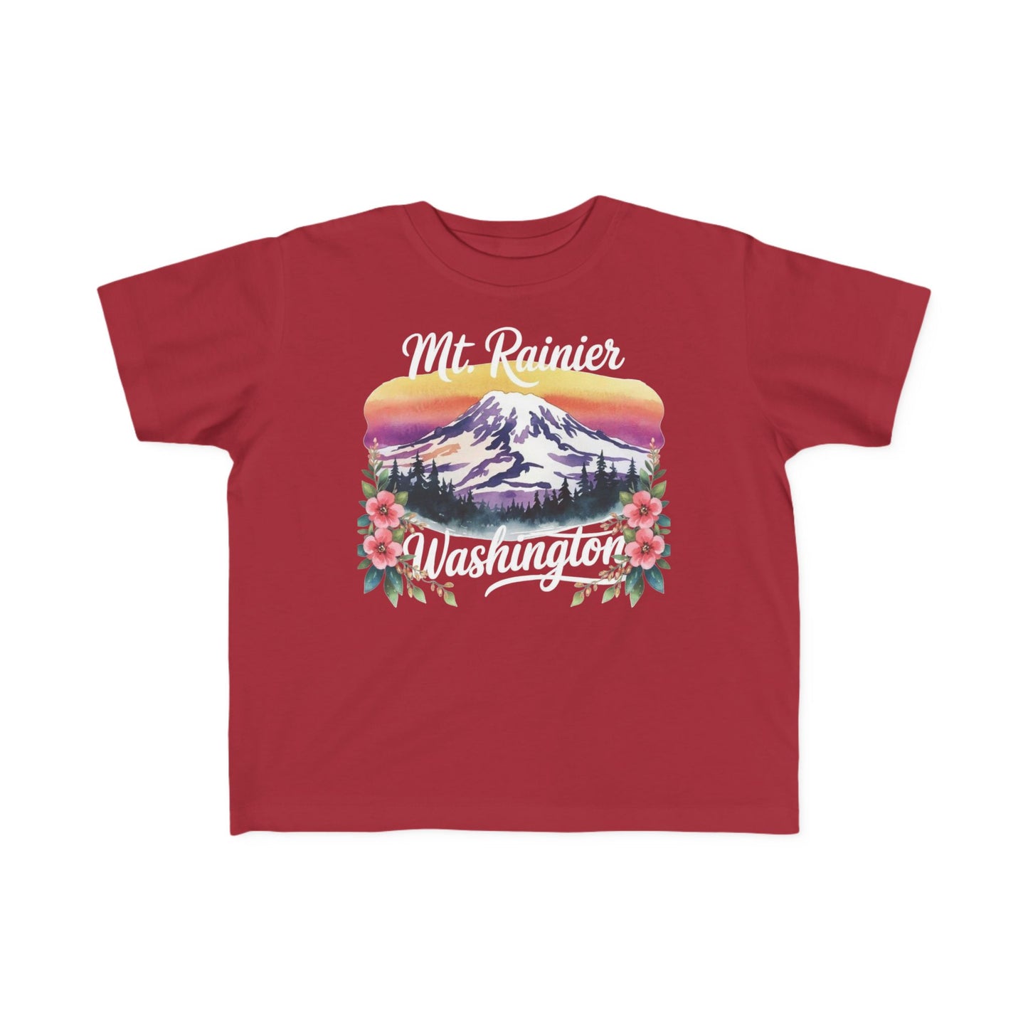 Mt. Rainier - Washington Floral Sunset Toddler Tee
