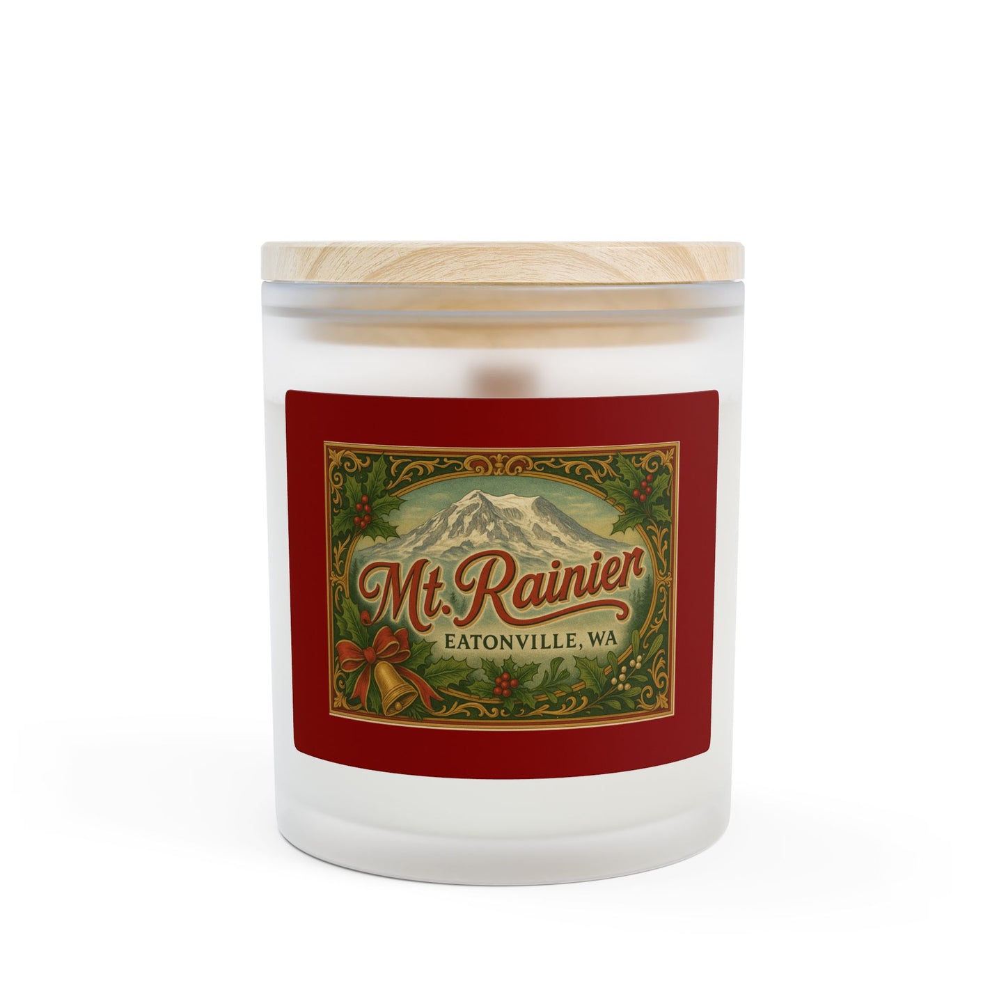 Mt. Rainier - Eatonville, WA Victorian Christmas Frosted Glass Candle