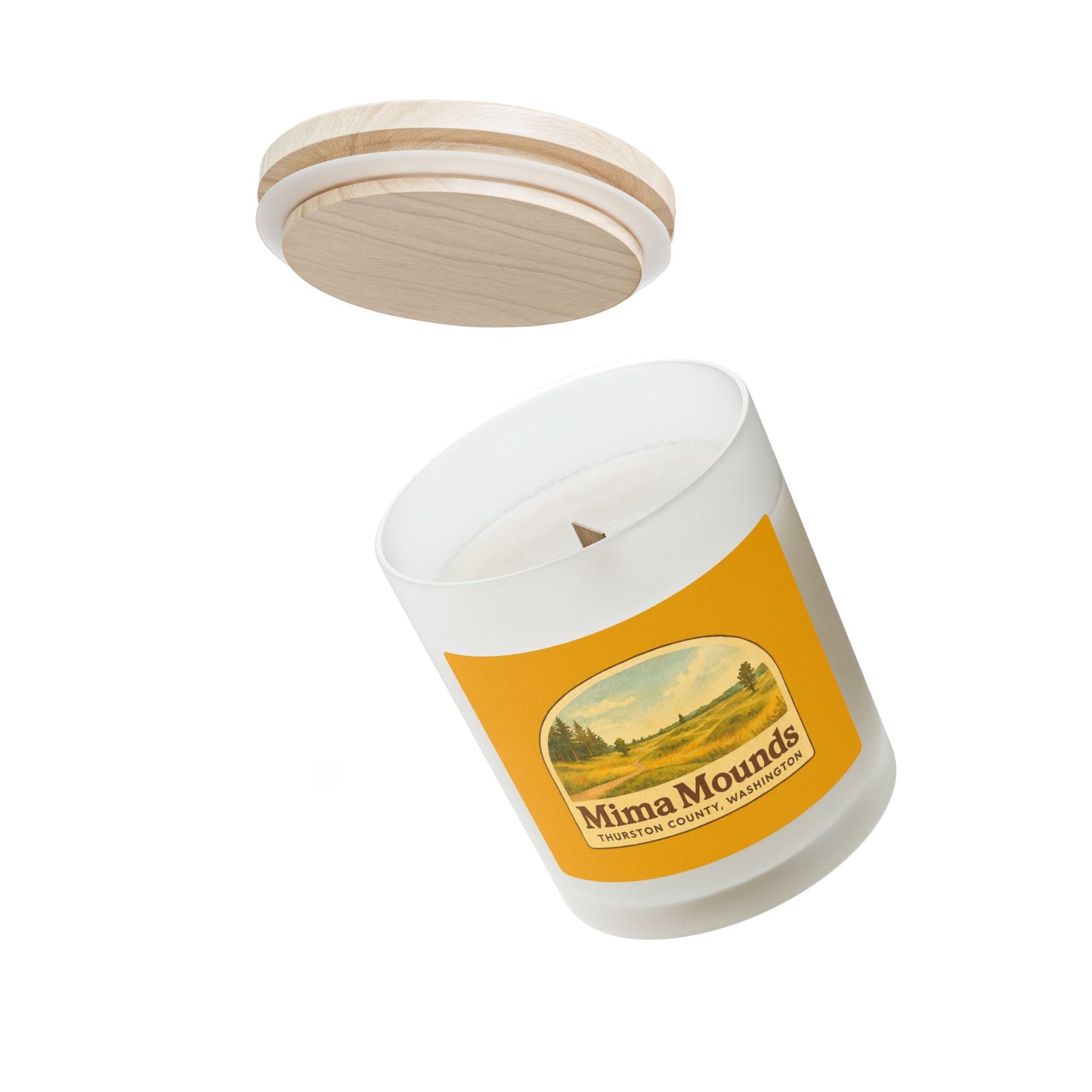 Mima Mounds - Thurston County, Washington Frosted Glass Candle