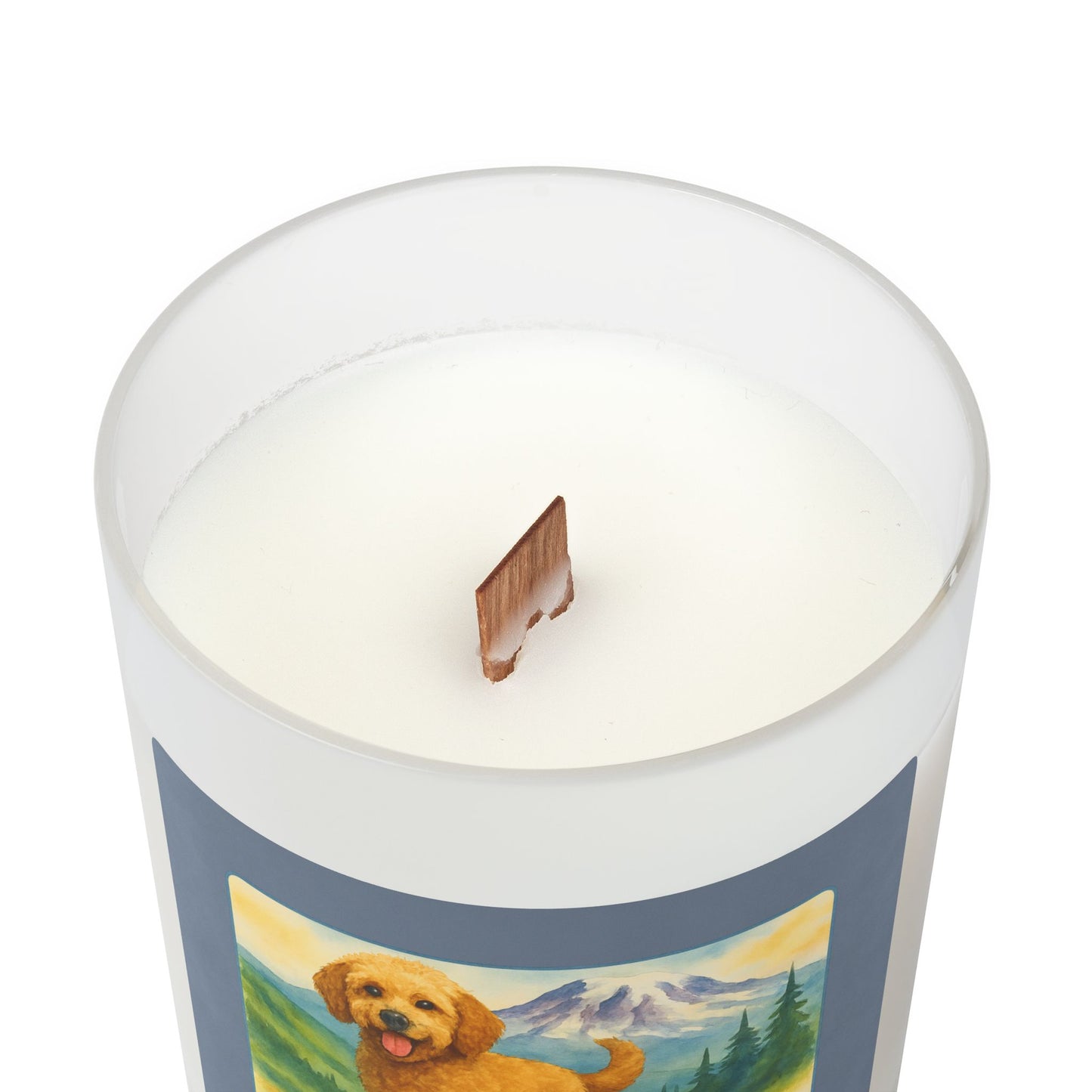 Mt. Rainier - Washington Golden Doodle Frosted Glass Candle