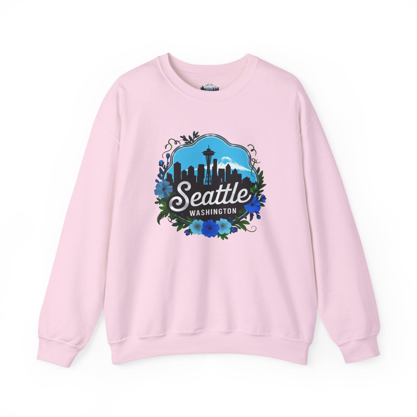 Floral Blue Seattle City Skyline Sweatshirt