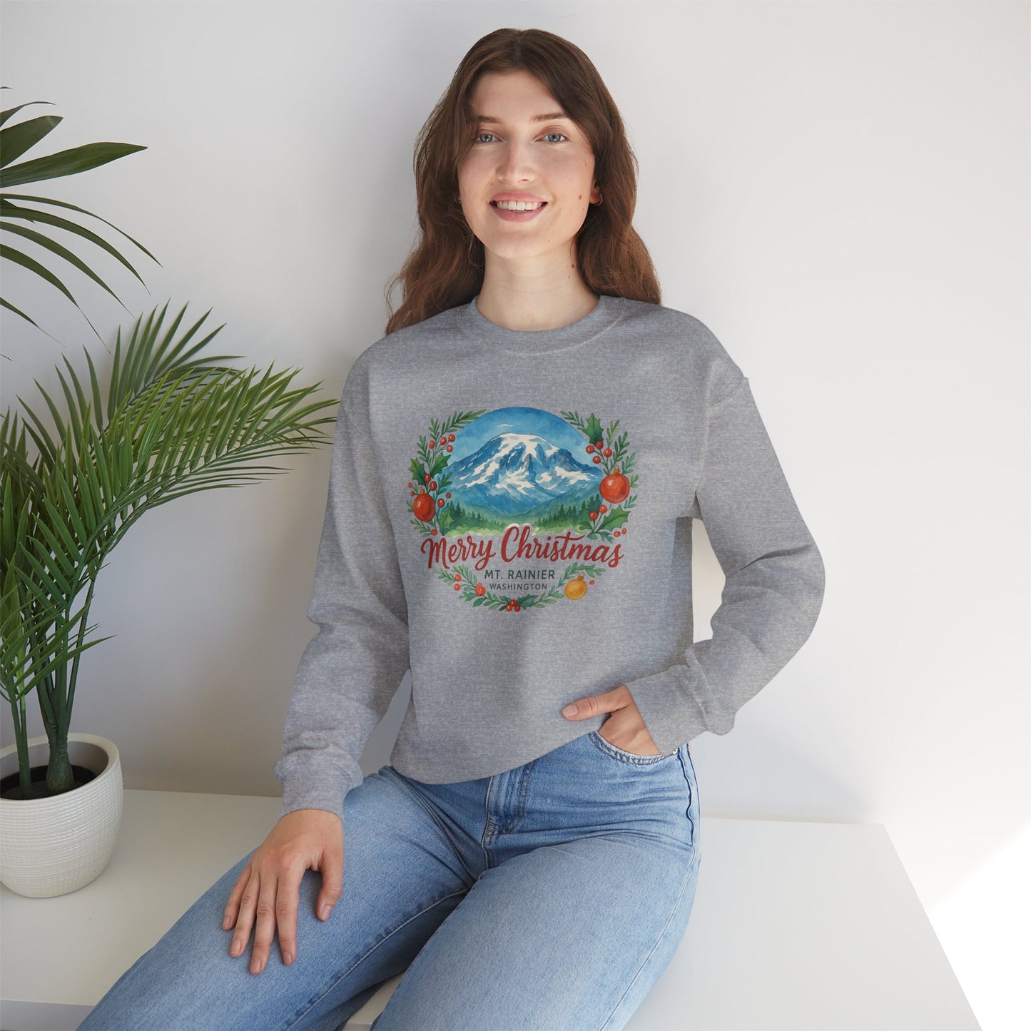 Mt. Rainier - Washington Merry Christmas Sweatshirt