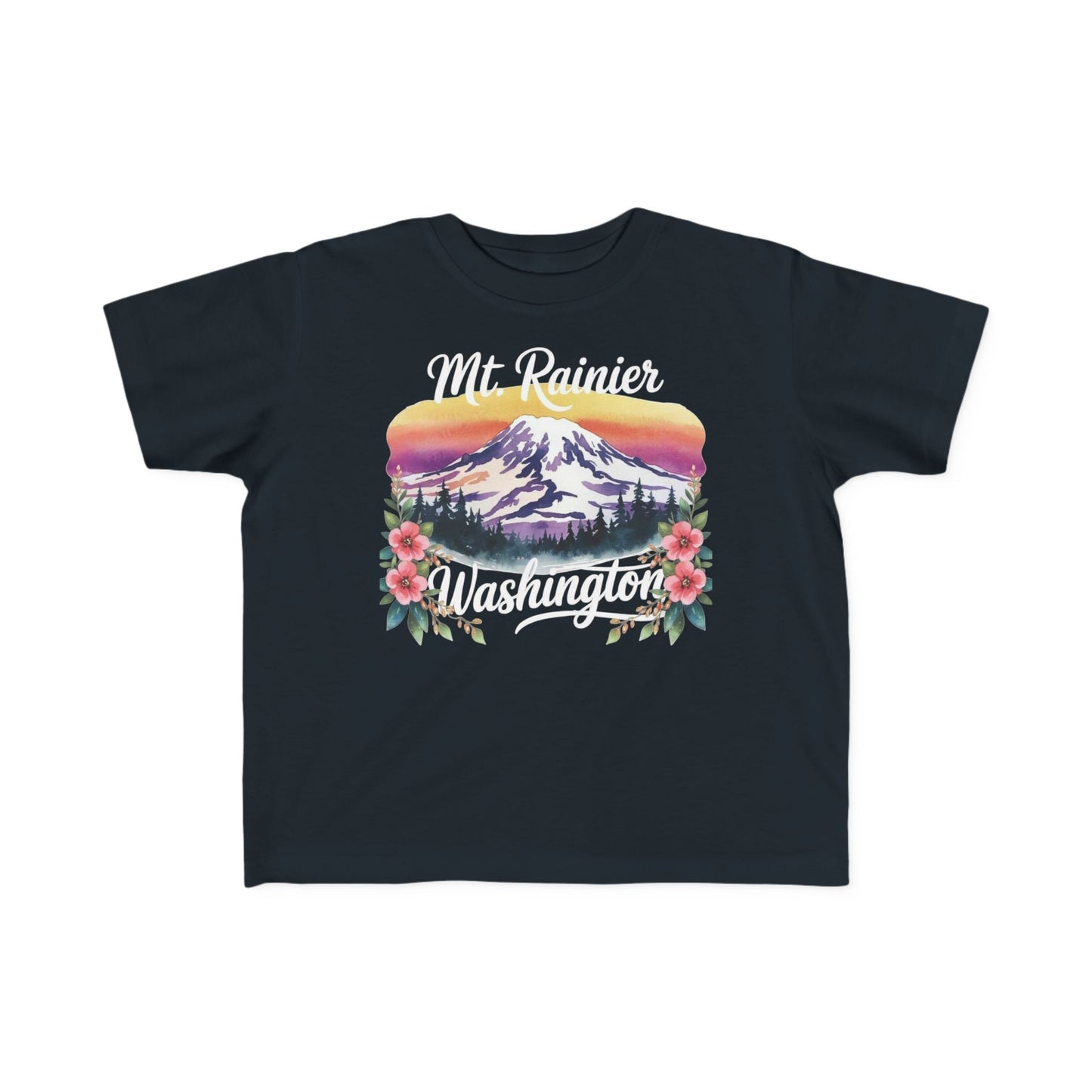 Mt. Rainier - Washington Floral Sunset Toddler Tee