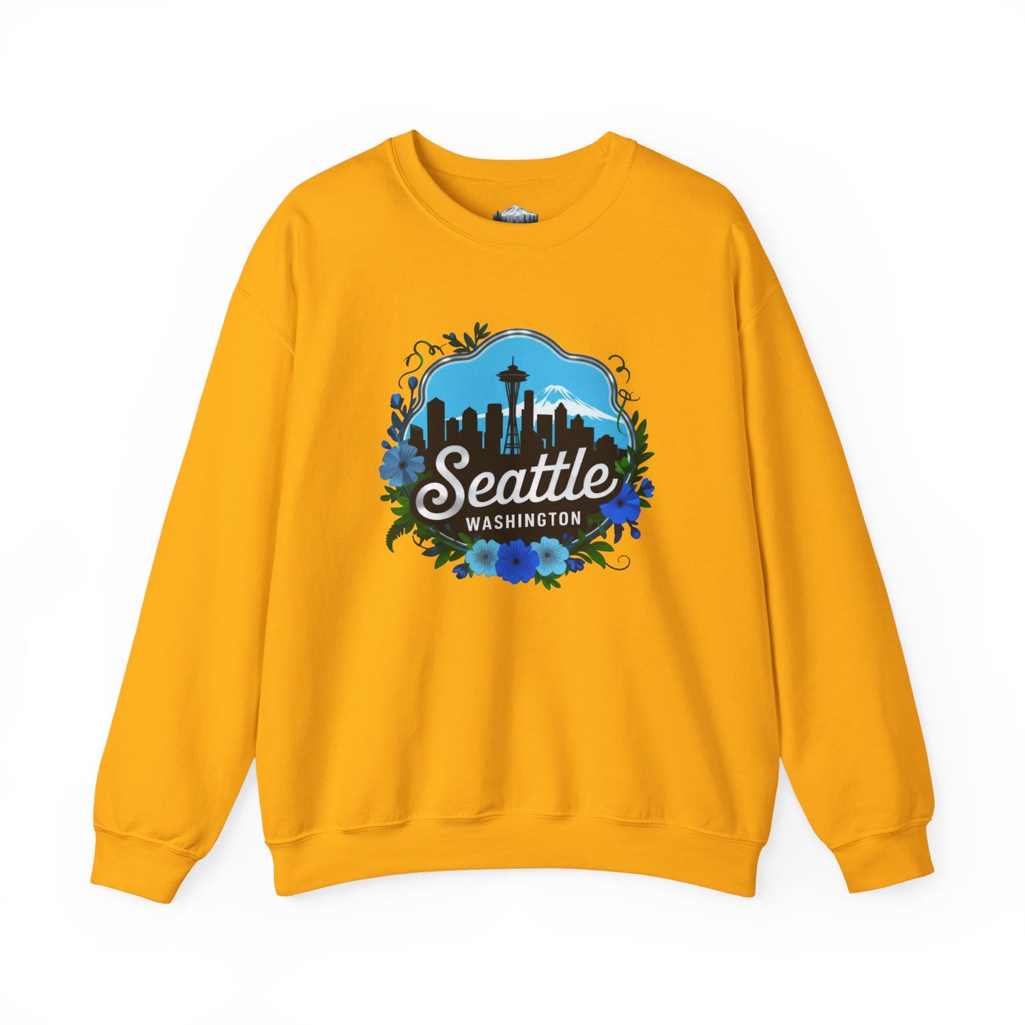 Floral Blue Seattle City Skyline Sweatshirt