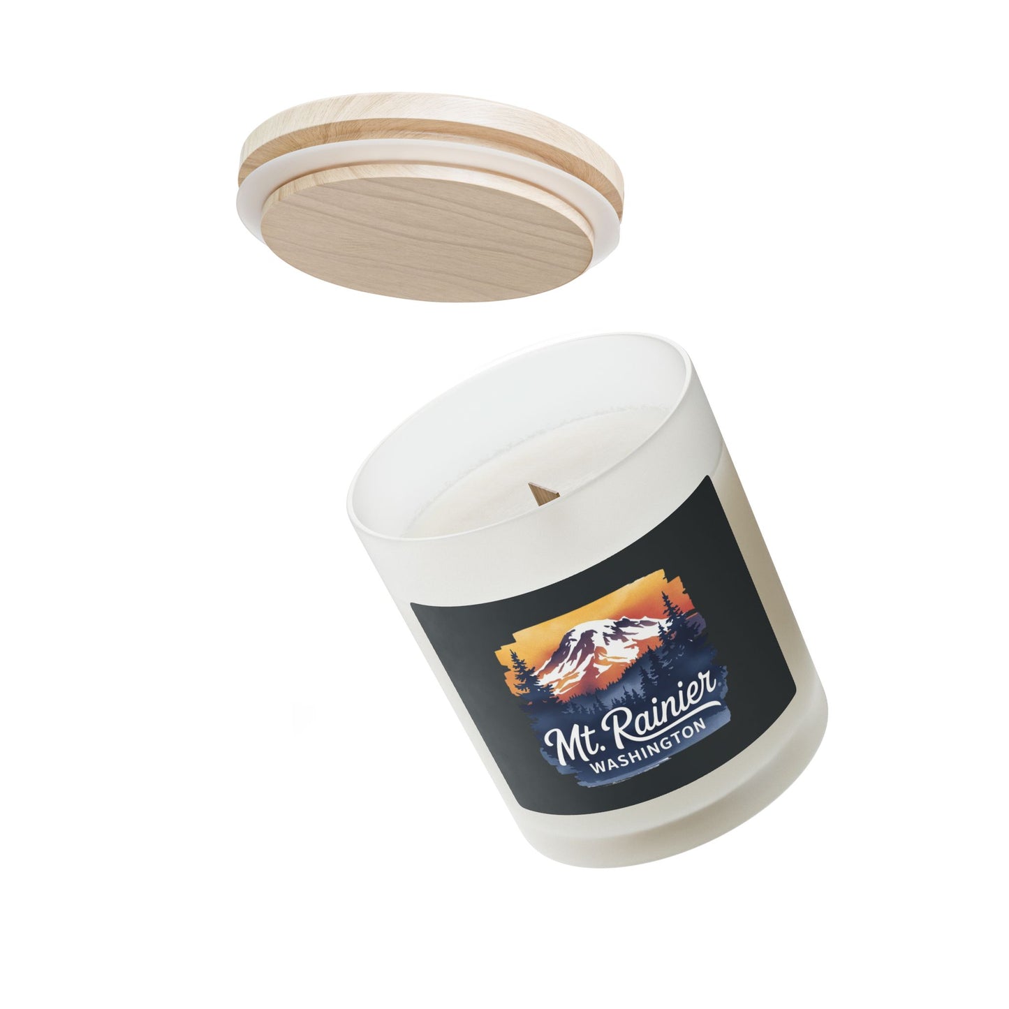 Mt. Rainier - Washington Sunset Frosted Glass Candle