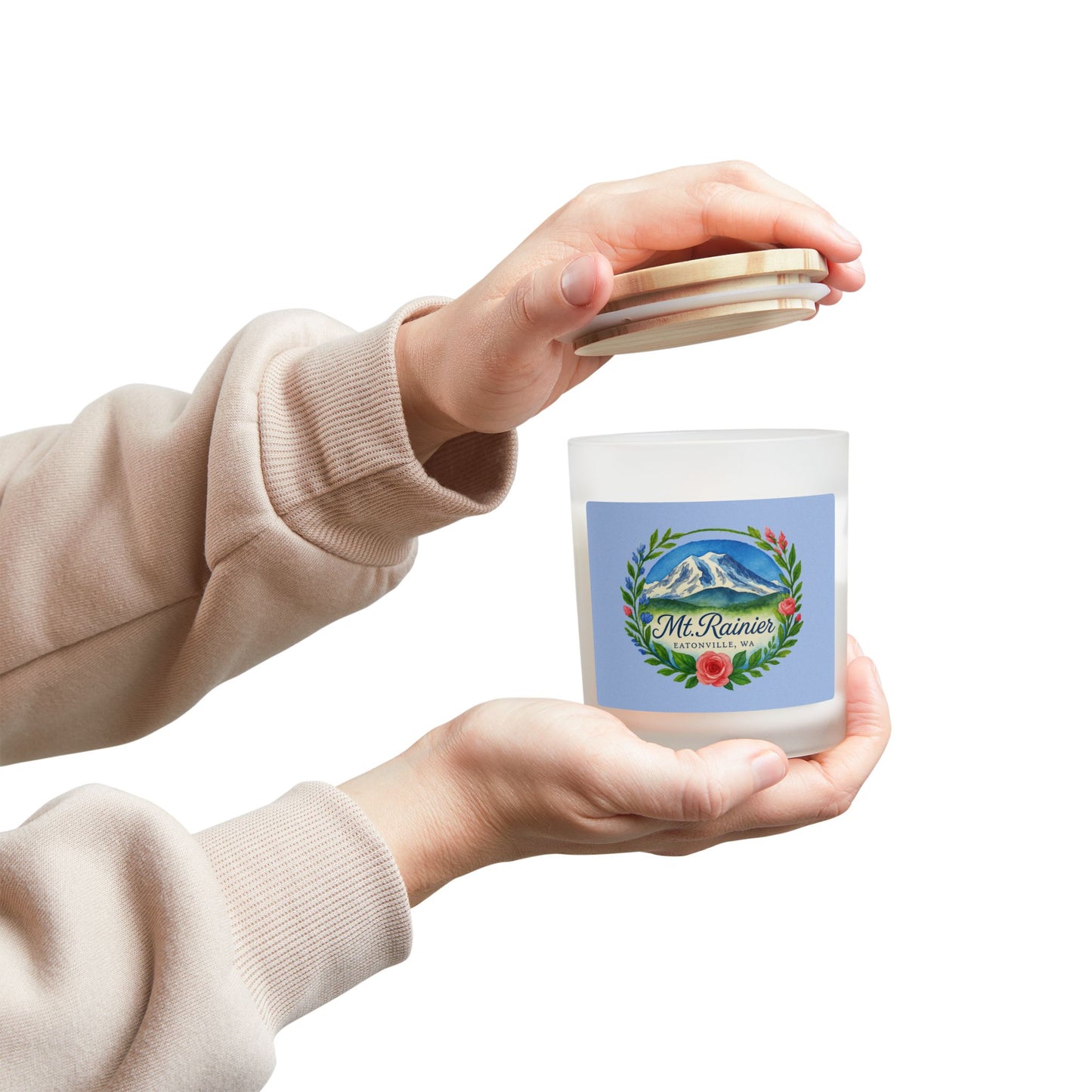 Mt. Rainier - Eatonville, WA Scenic Frosted Glass Candle