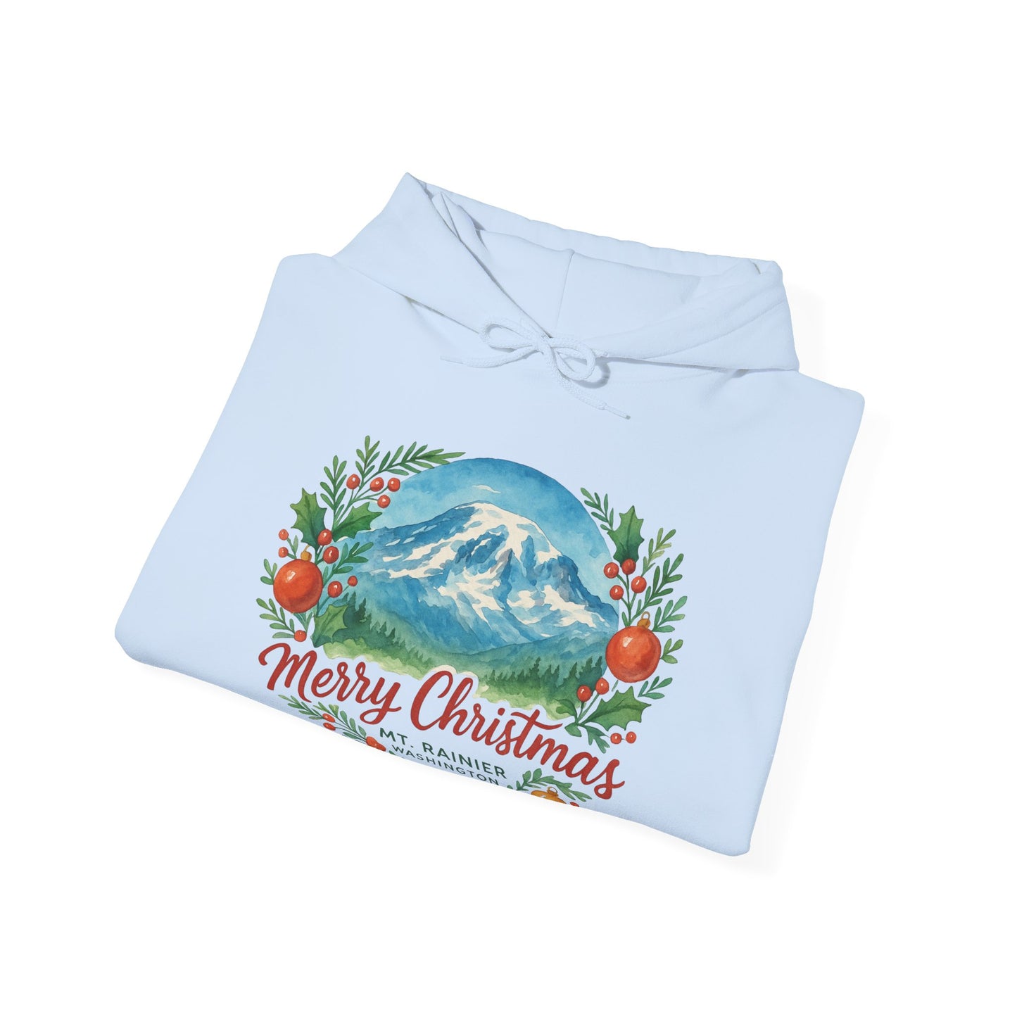 Mt. Rainier - Washington Merry Christmas Hoodie