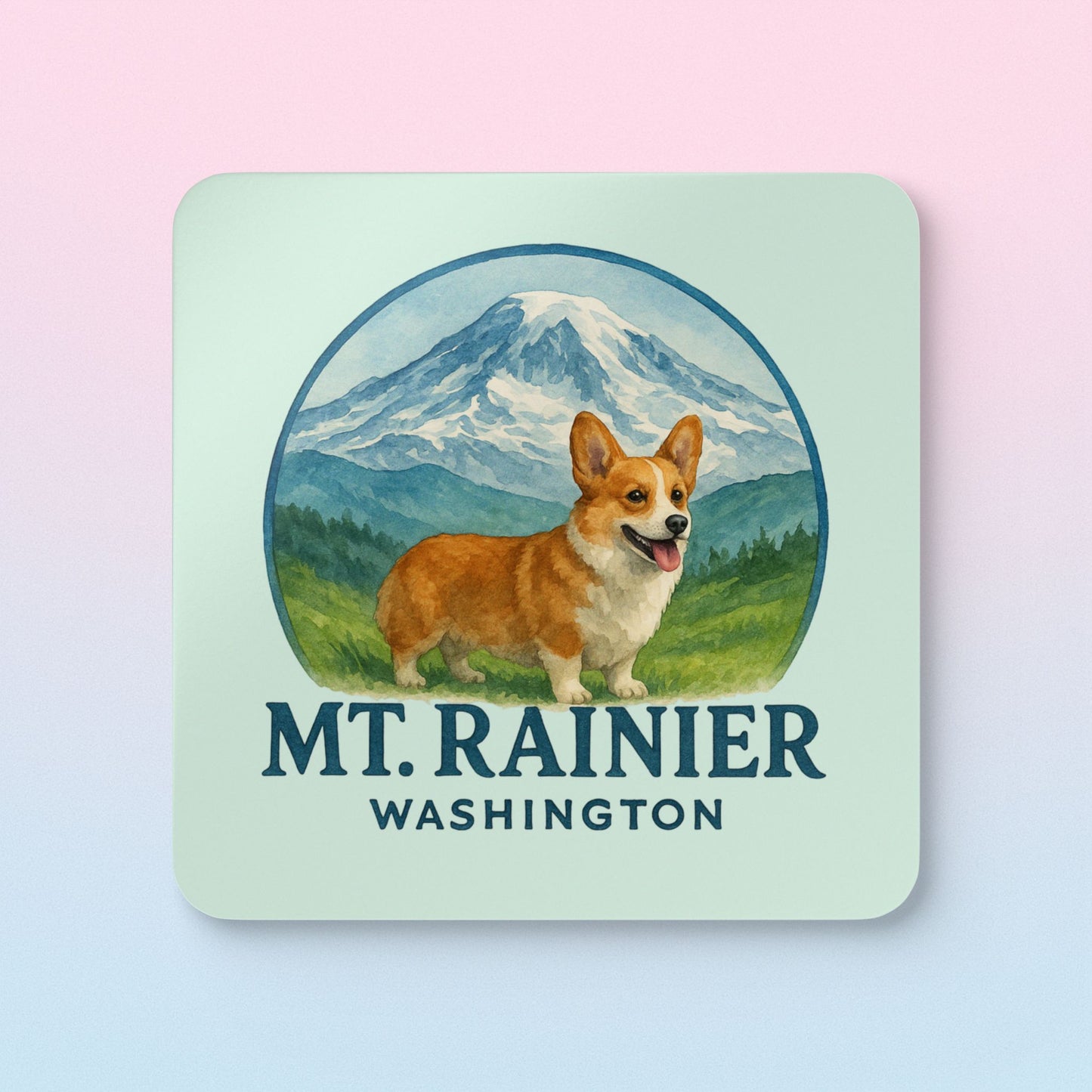 Mt. Rainier - Washington Corgi Coaster Set
