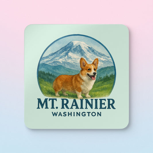 Mt. Rainier - Washington Corgi Coaster Set