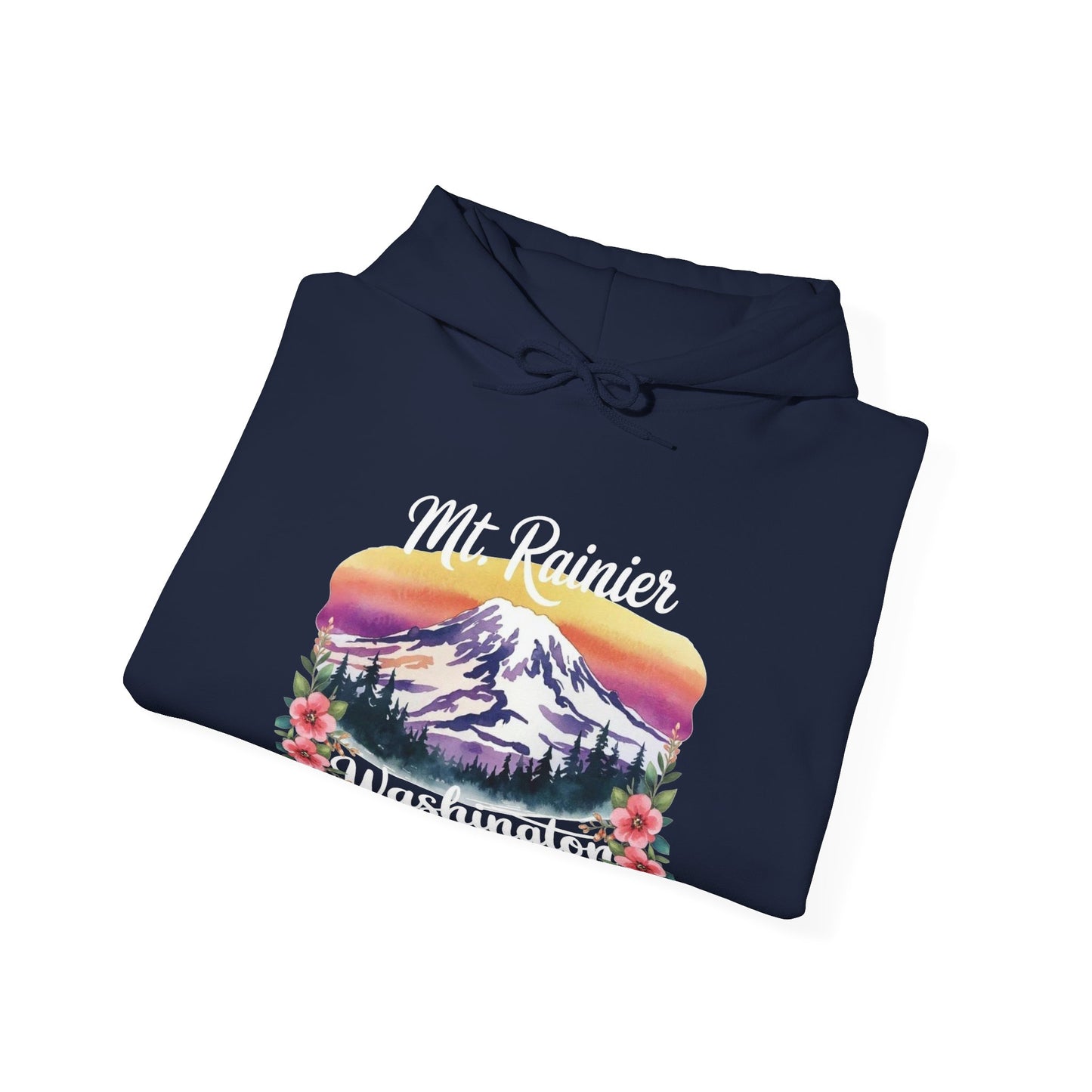 Mt. Rainier - Washington Floral Sunset Hoodie