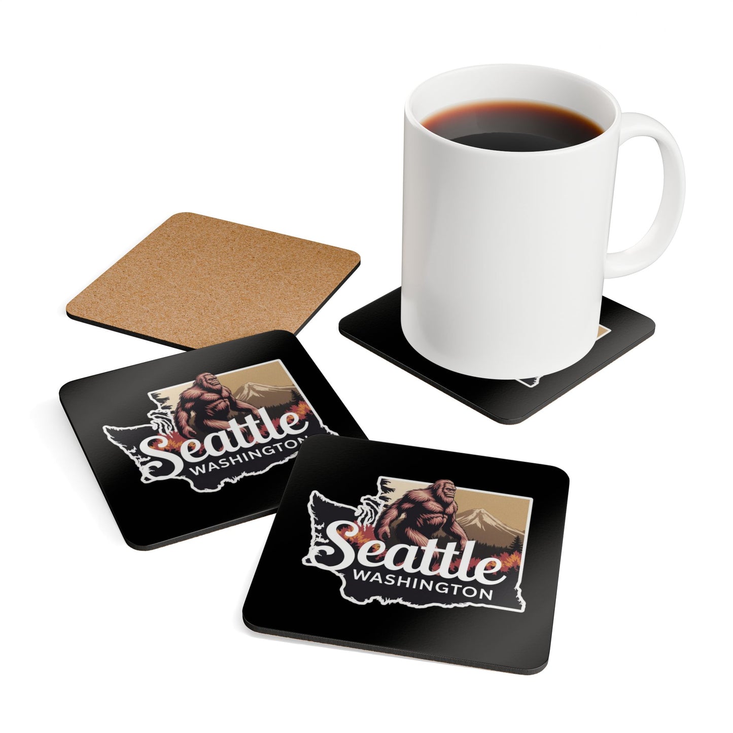 Bigfoot Seattle Washington Coaster Set
