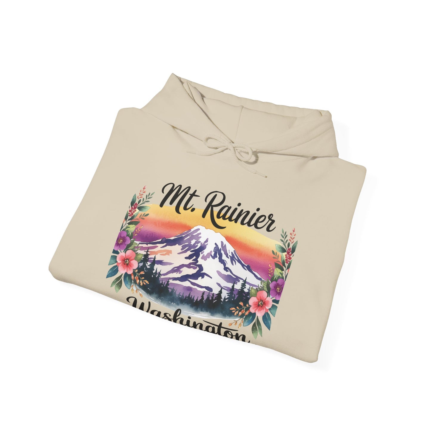 Mt. Rainier - Washington Floral Sunset Hoodie