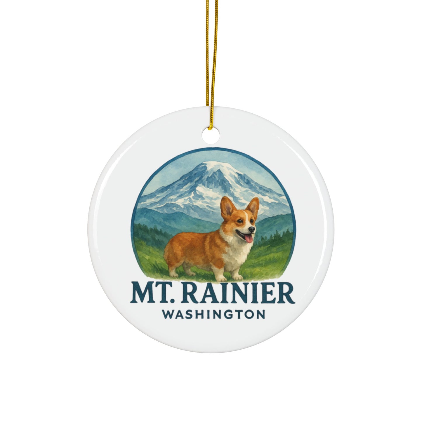 Mt. Rainier - Washington Corgi Ornament