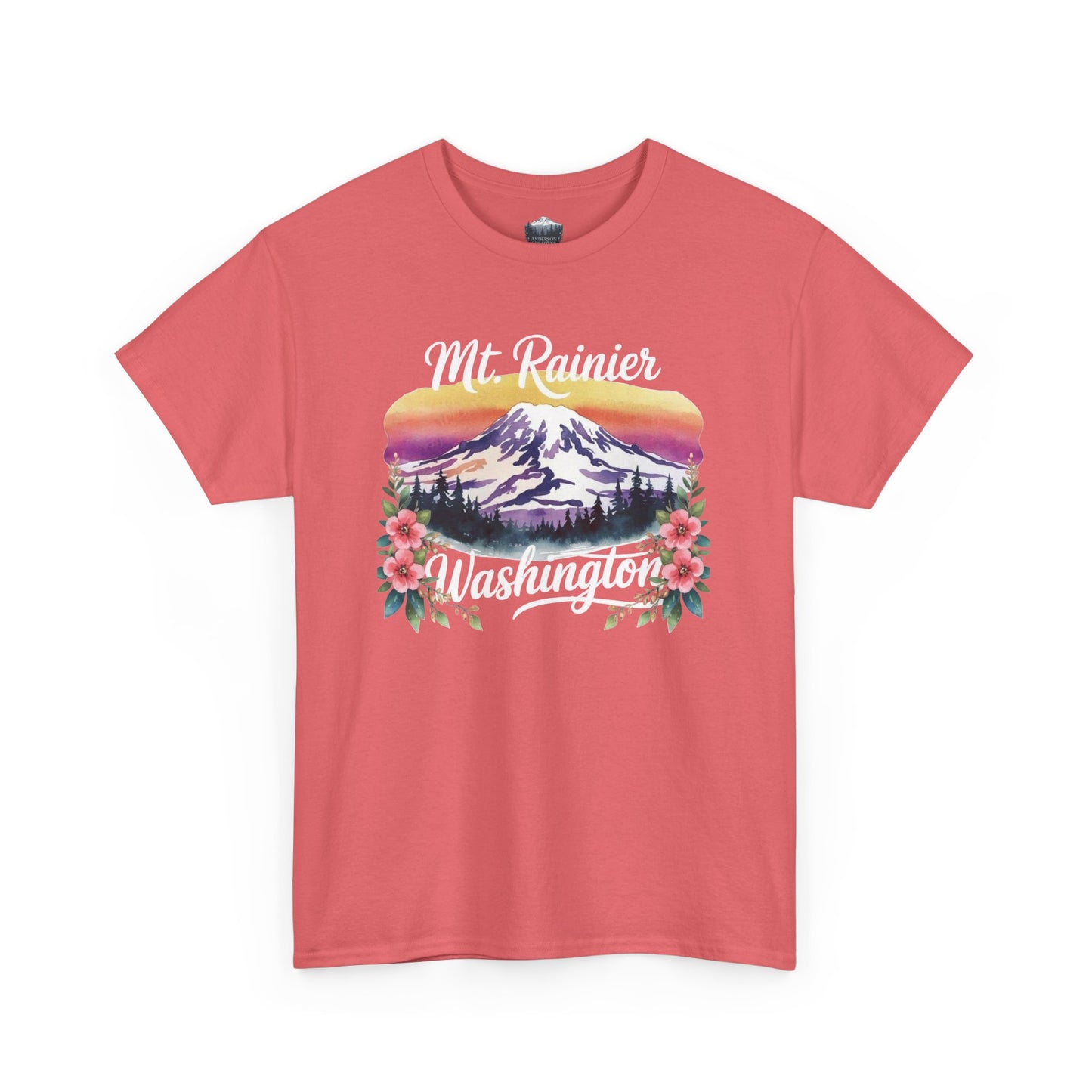 Mt. Rainier - Washington Floral Sunset T-Shirt