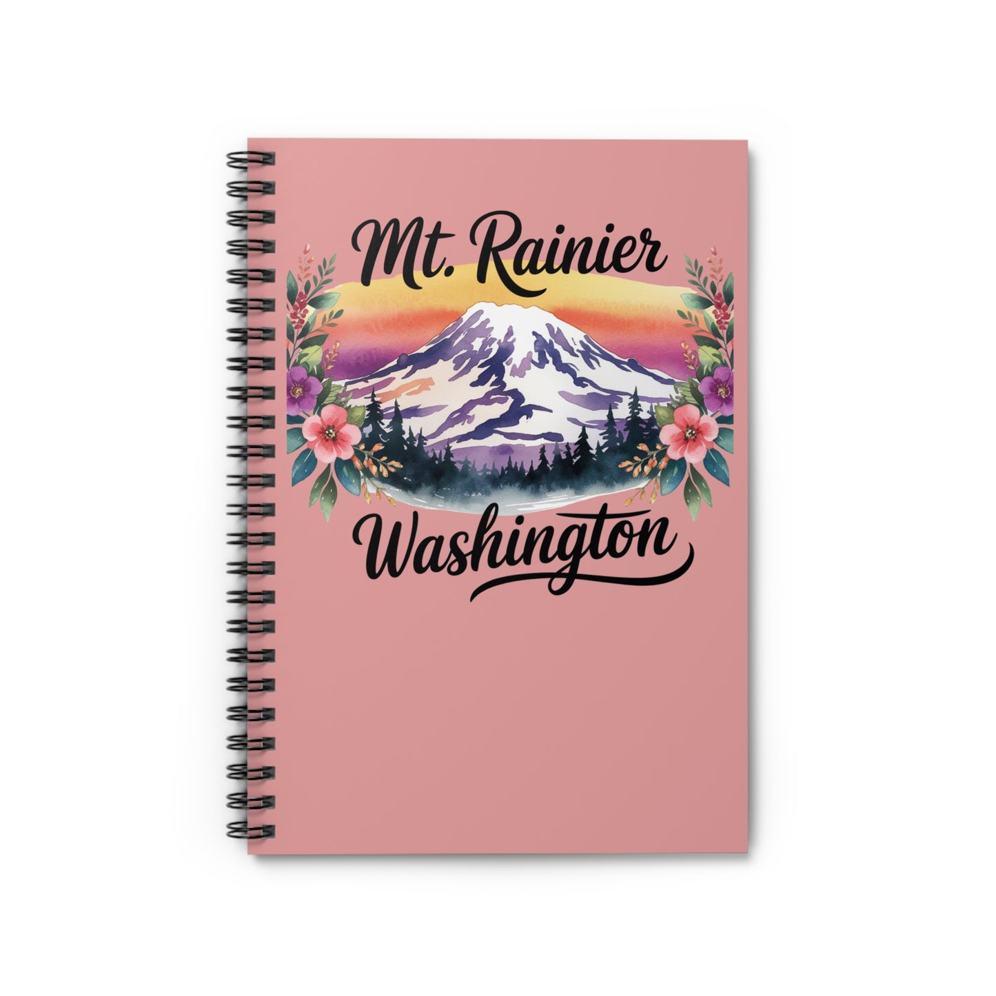Mt. Rainier - Washington Floral Sunset Spiral Notebook