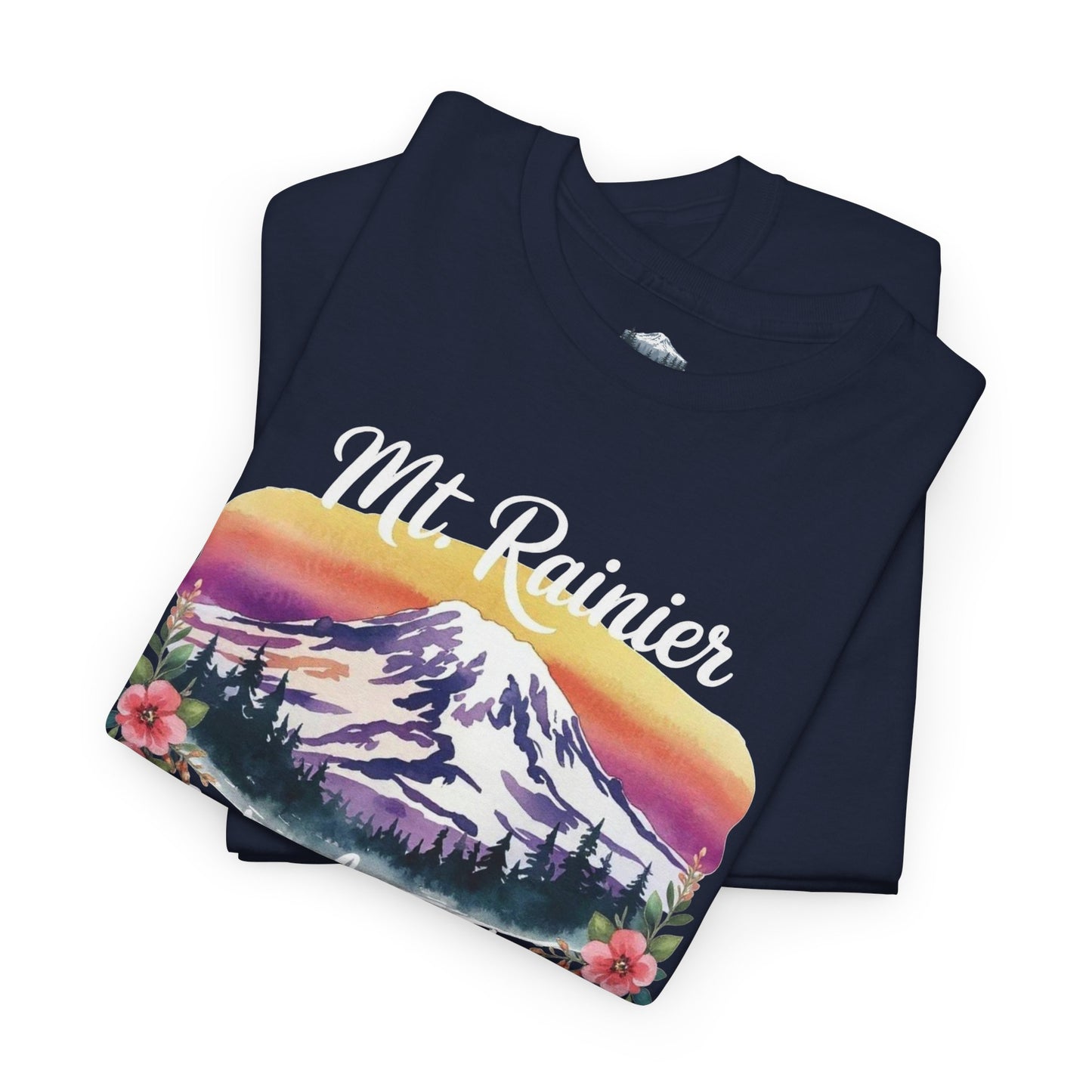 Mt. Rainier - Washington Floral Sunset T-Shirt