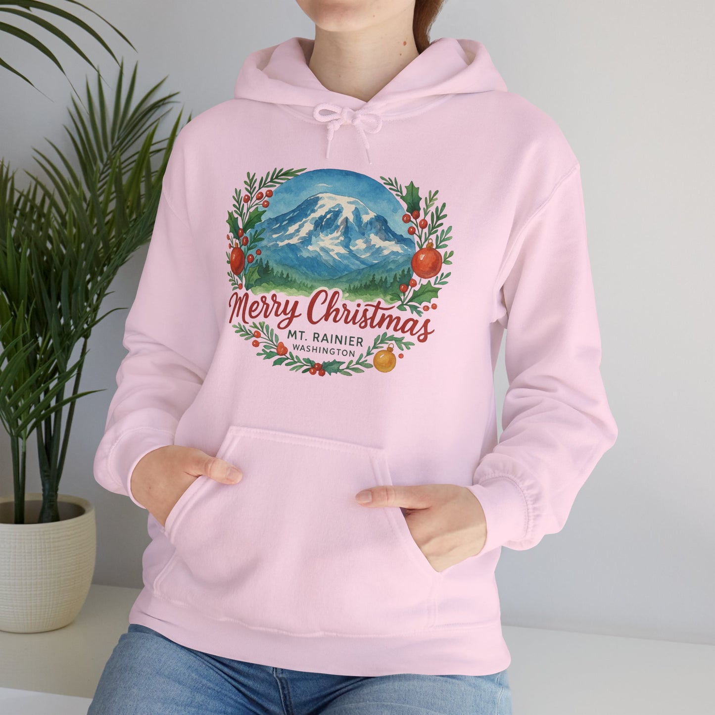 Mt. Rainier - Washington Merry Christmas Hoodie
