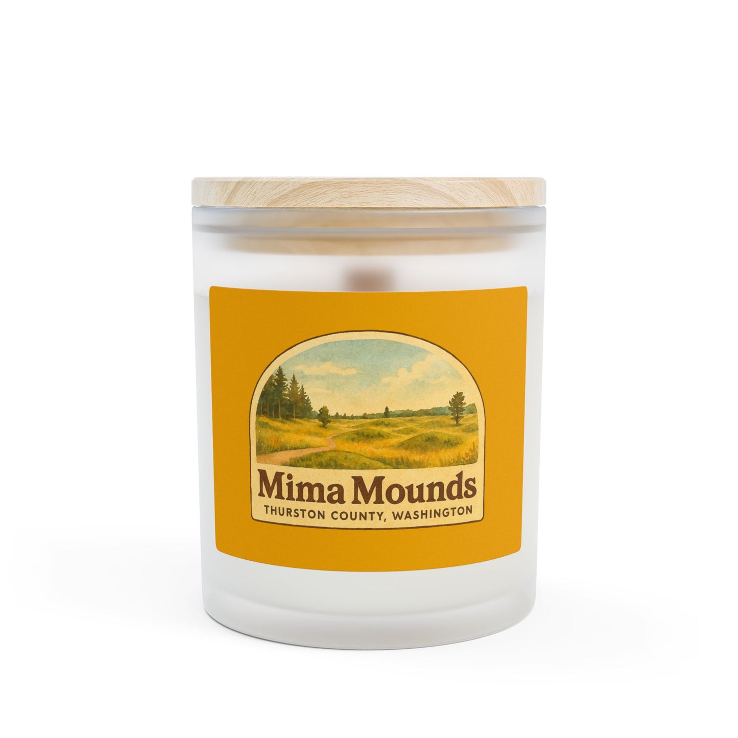 Mima Mounds - Thurston County, Washington Frosted Glass Candle
