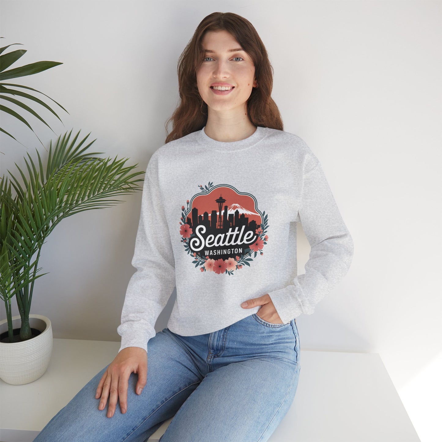 Floral Seattle City Skyline Sweatshirt
