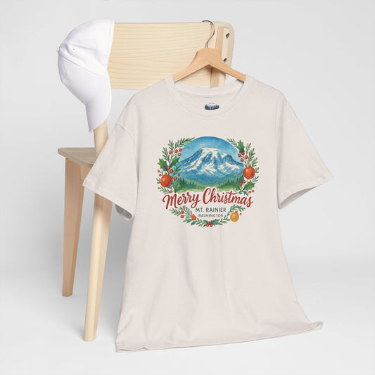Mt. Rainier - Washington Merry Christmas T-Shirt