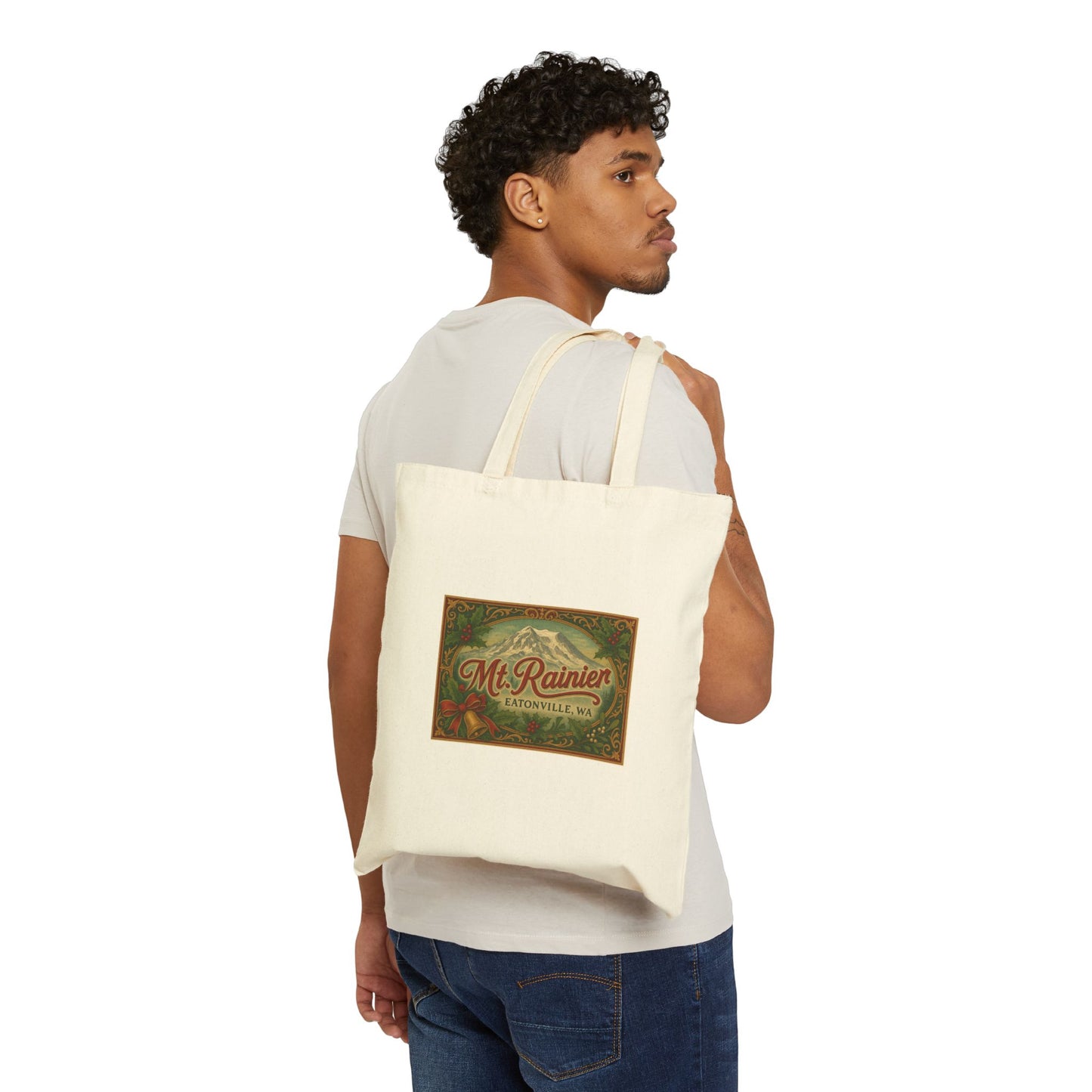 Mt. Rainier - Eatonville, WA Victorian Christmas Canvas Tote Bag