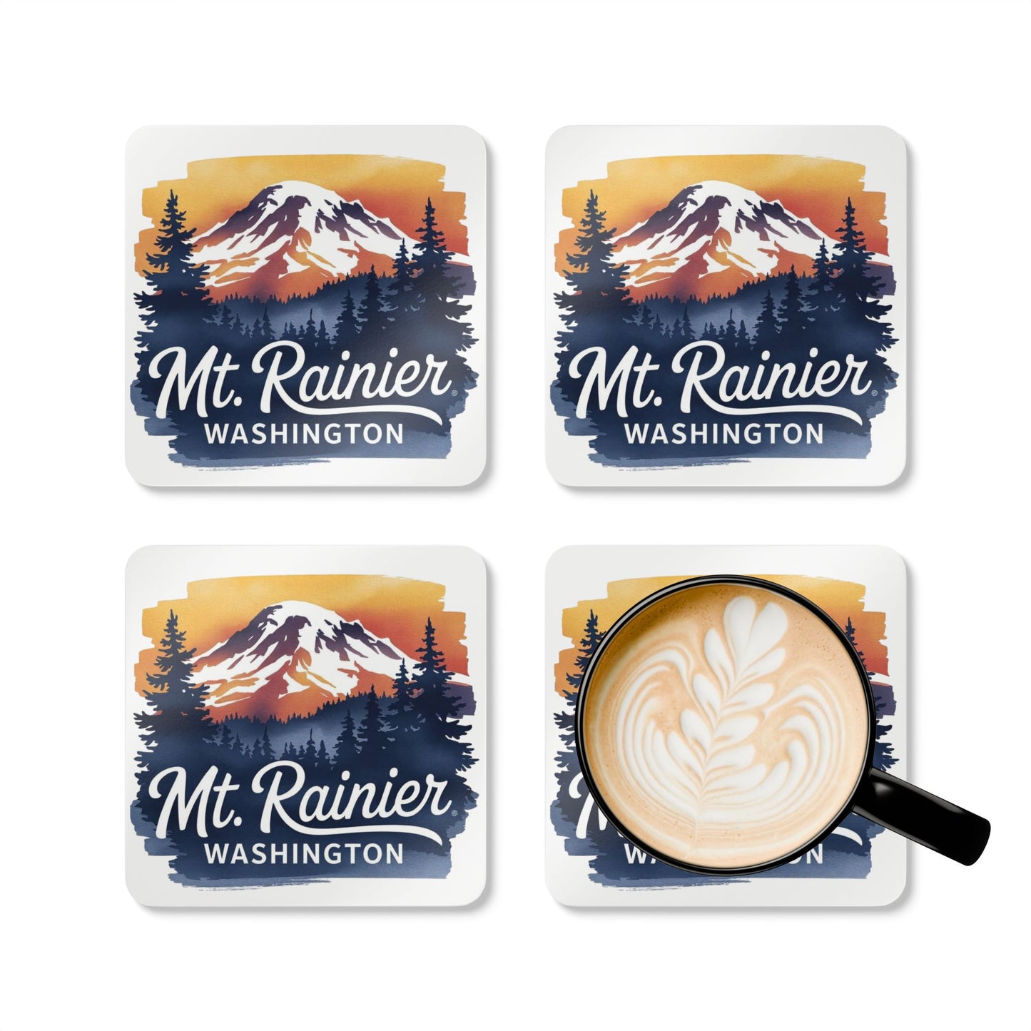 Mt. Rainier - Washington Sunset Coaster Set