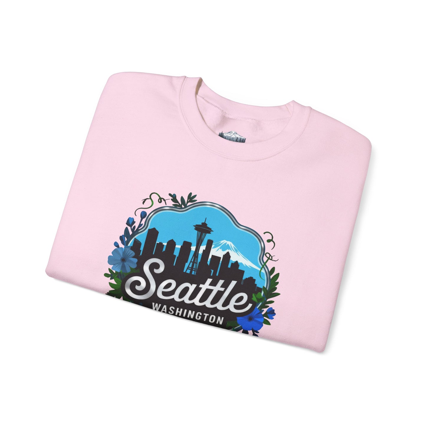 Floral Blue Seattle City Skyline Sweatshirt