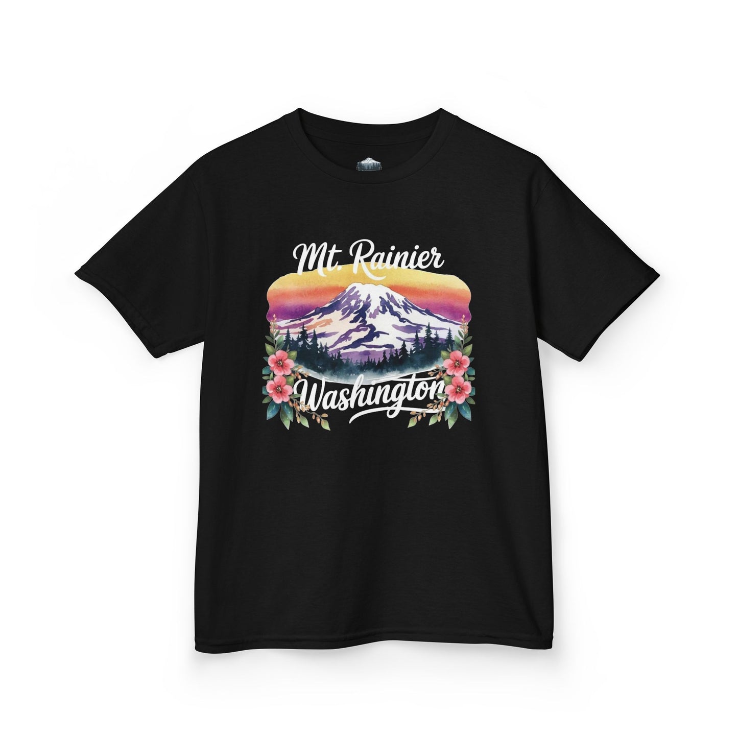 Mt. Rainier - Washington Floral Sunset Kids Tee