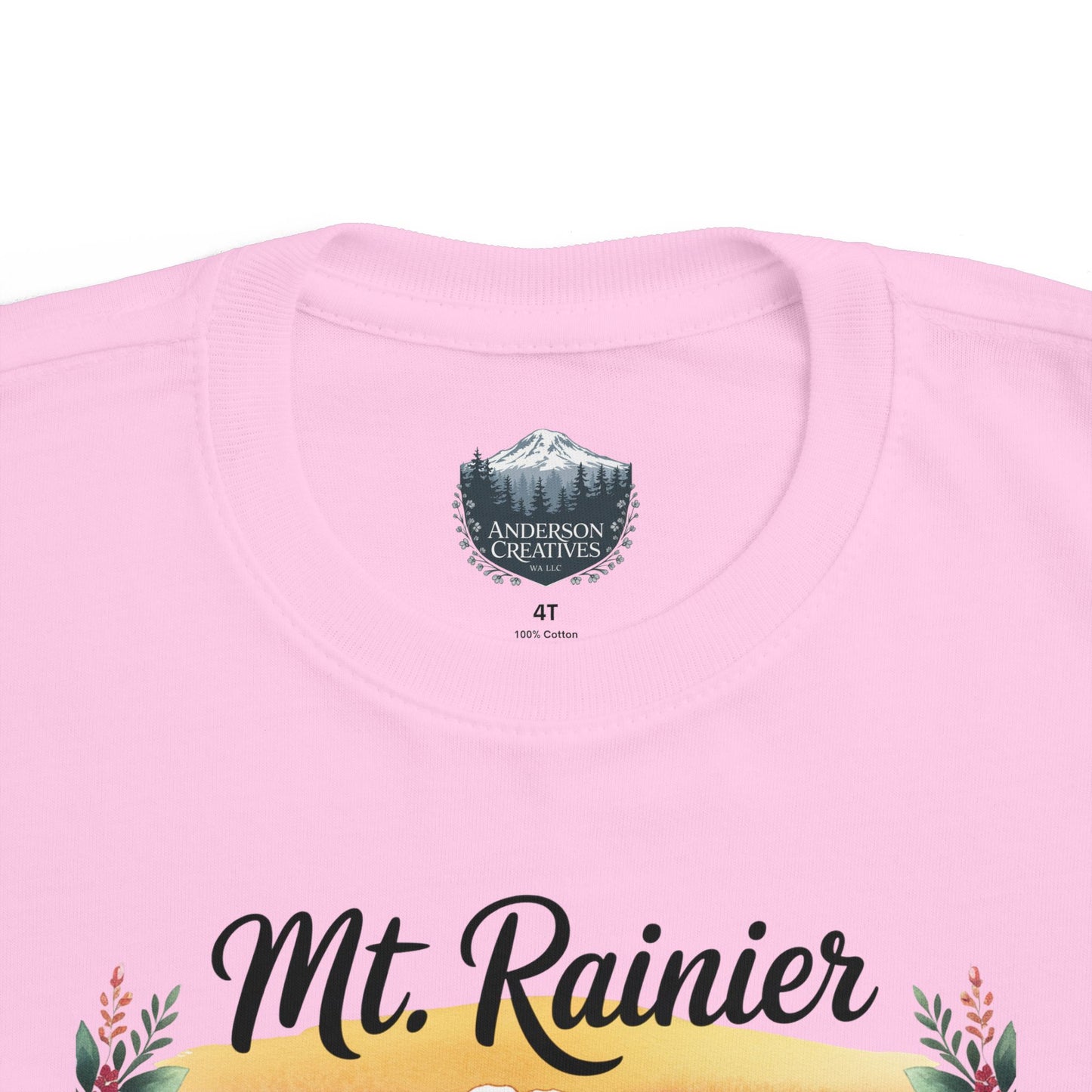 Mt. Rainier - Washington Floral Sunset Toddler Tee