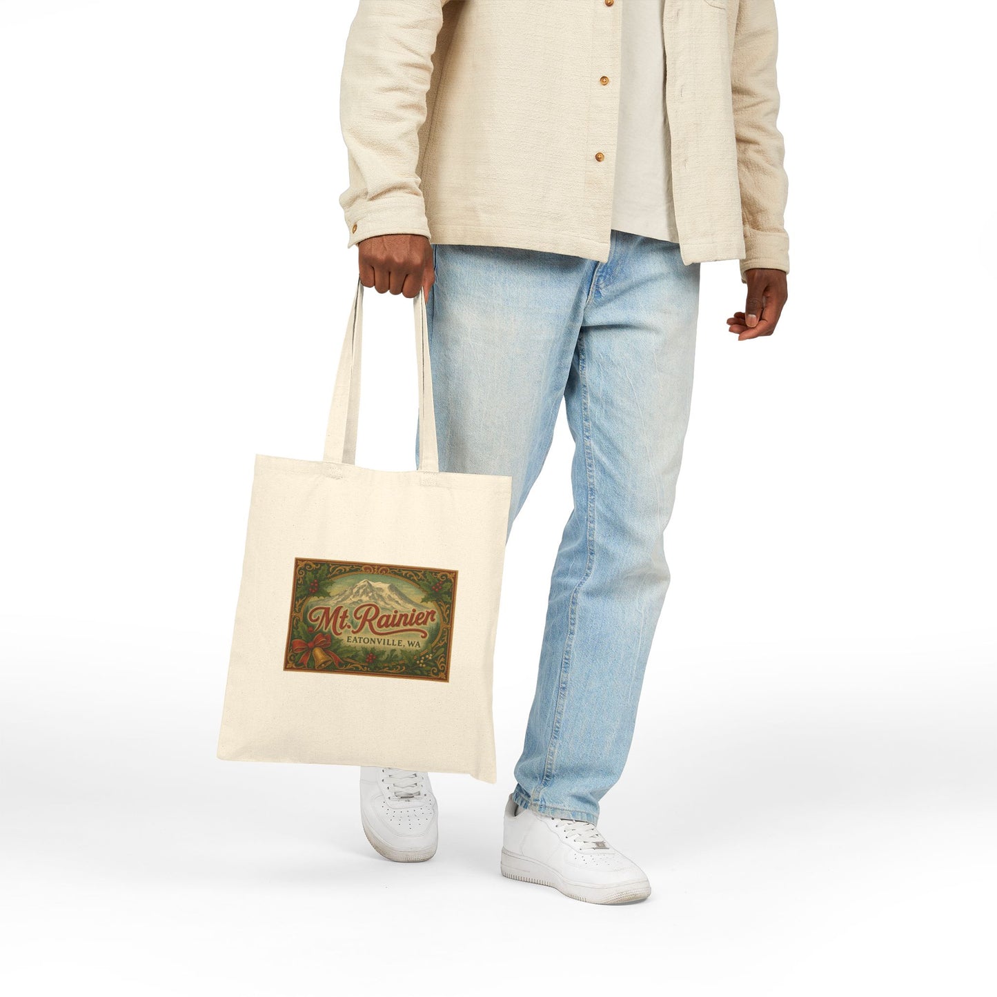 Mt. Rainier - Eatonville, WA Victorian Christmas Canvas Tote Bag