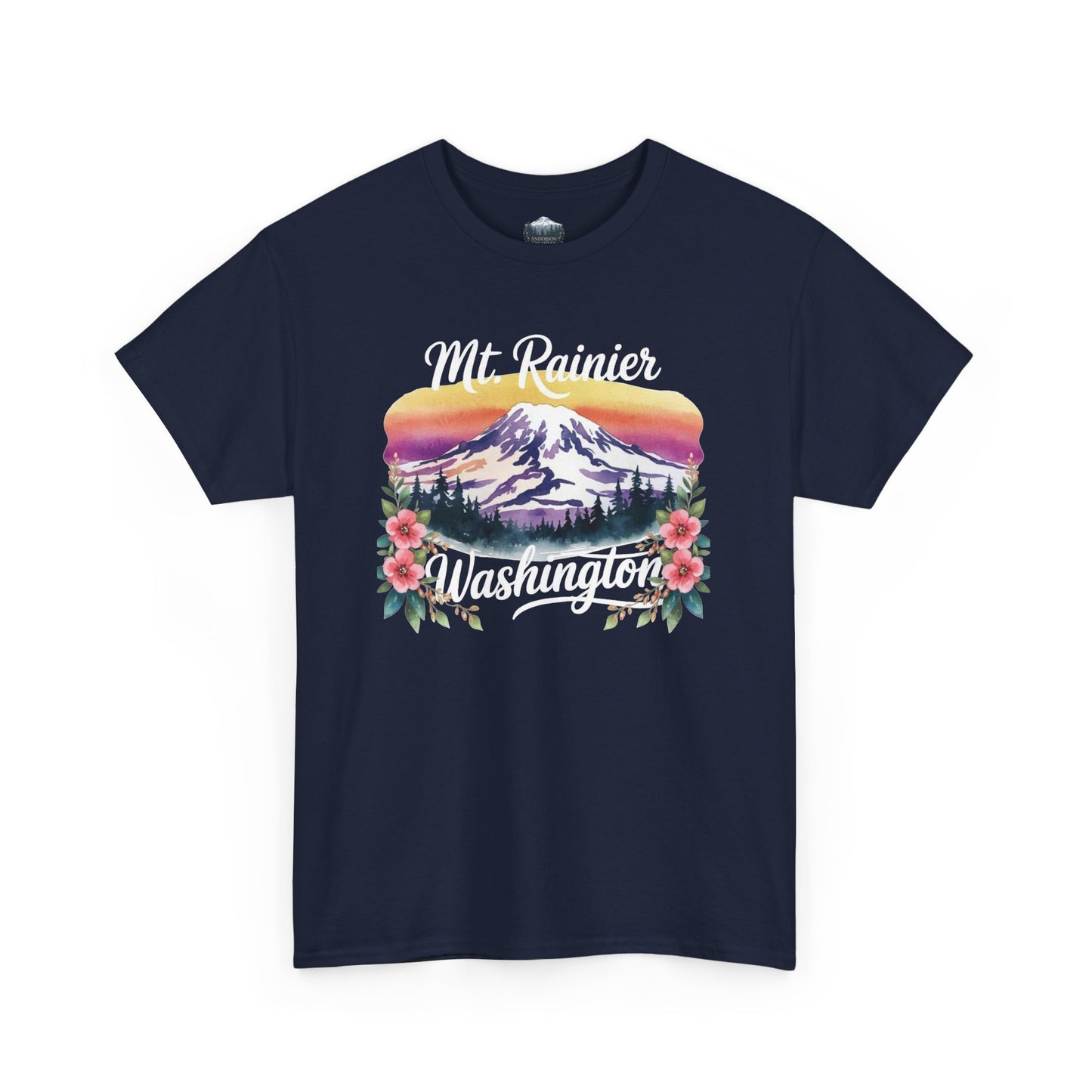 Mt. Rainier - Washington Floral Sunset T-Shirt