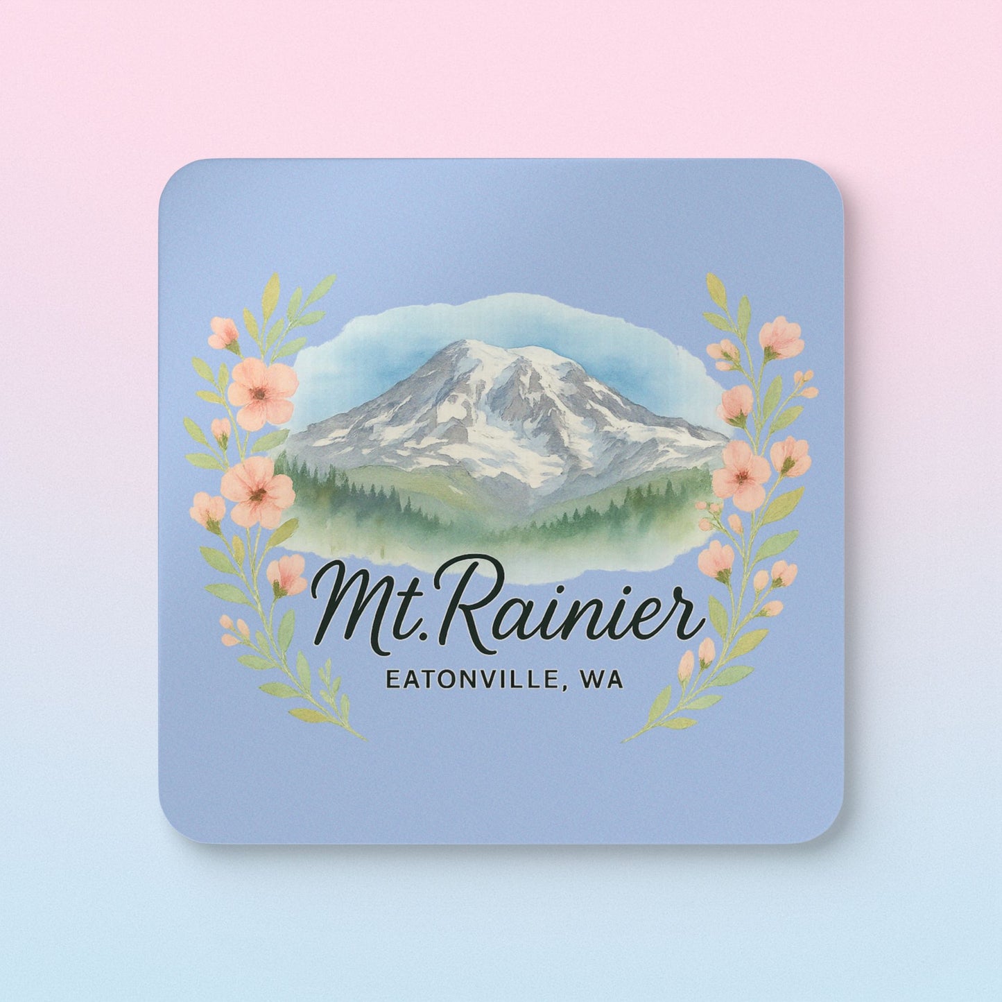 Mt. Rainier - Eatonville, WA Floral Coaster Set