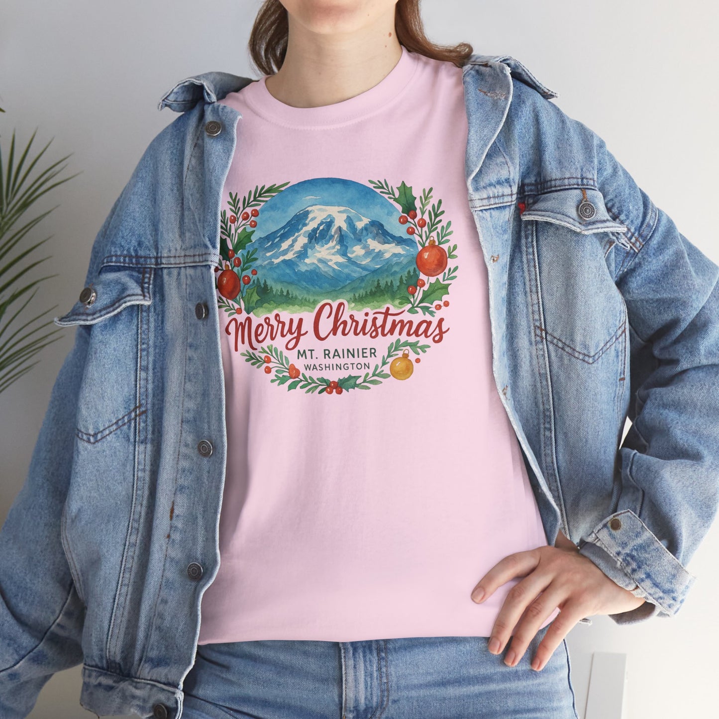 Mt. Rainier - Washington Merry Christmas T-Shirt