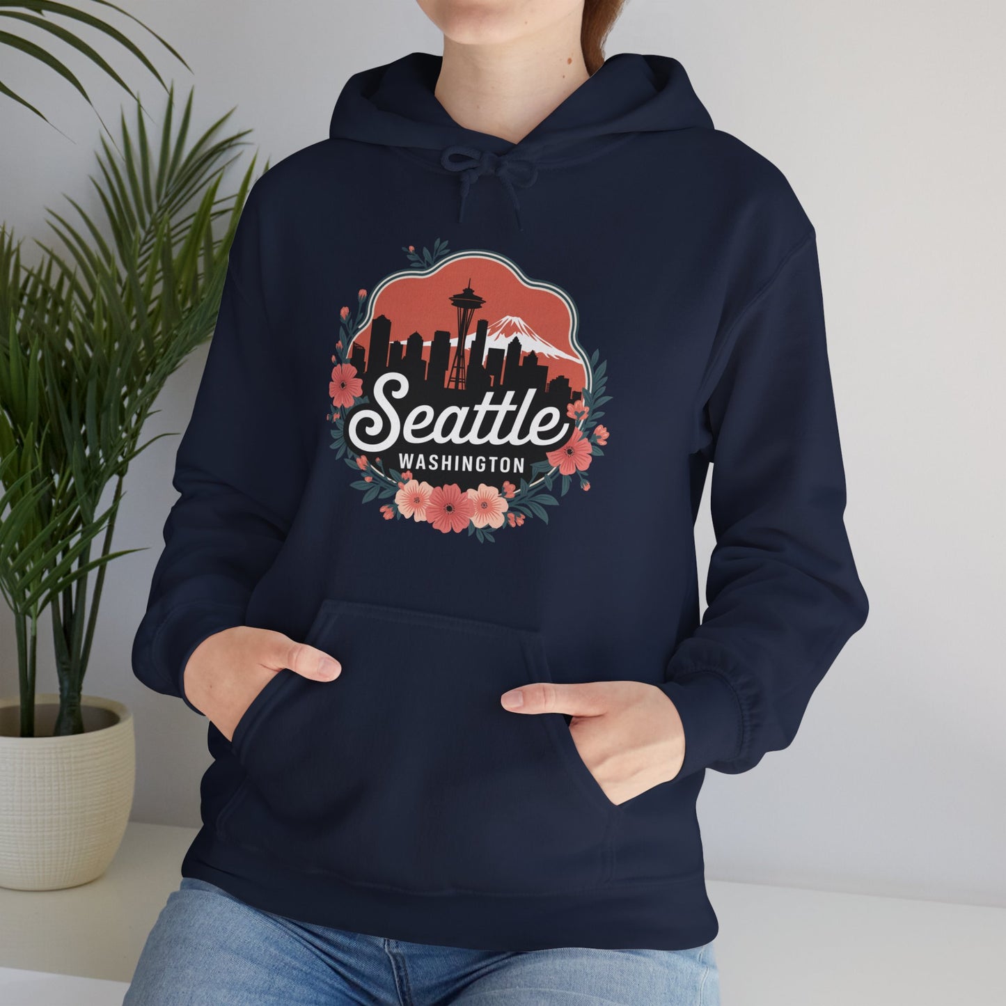 Floral Seattle City Skyline Hoodie