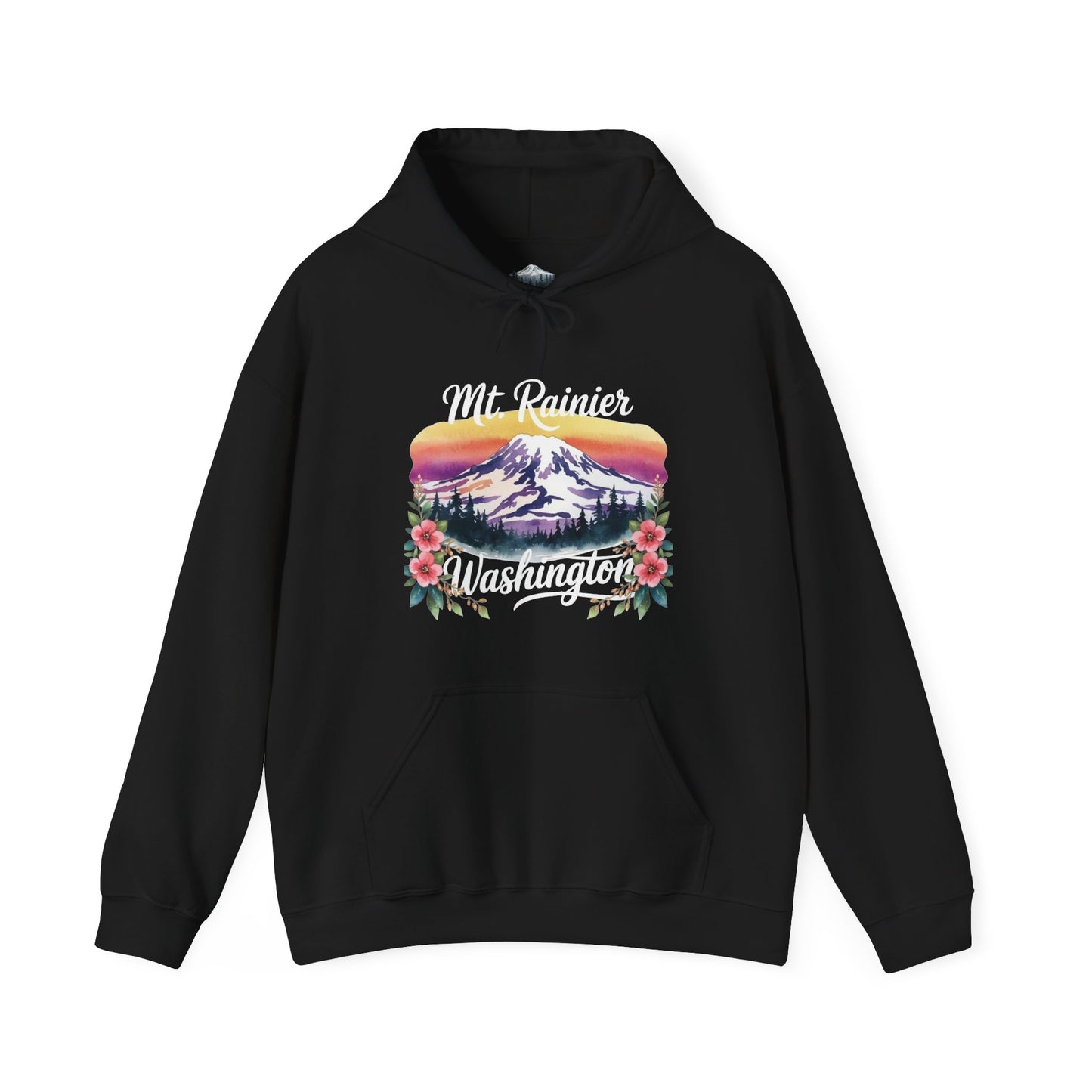 Mt. Rainier - Washington Floral Sunset Hoodie